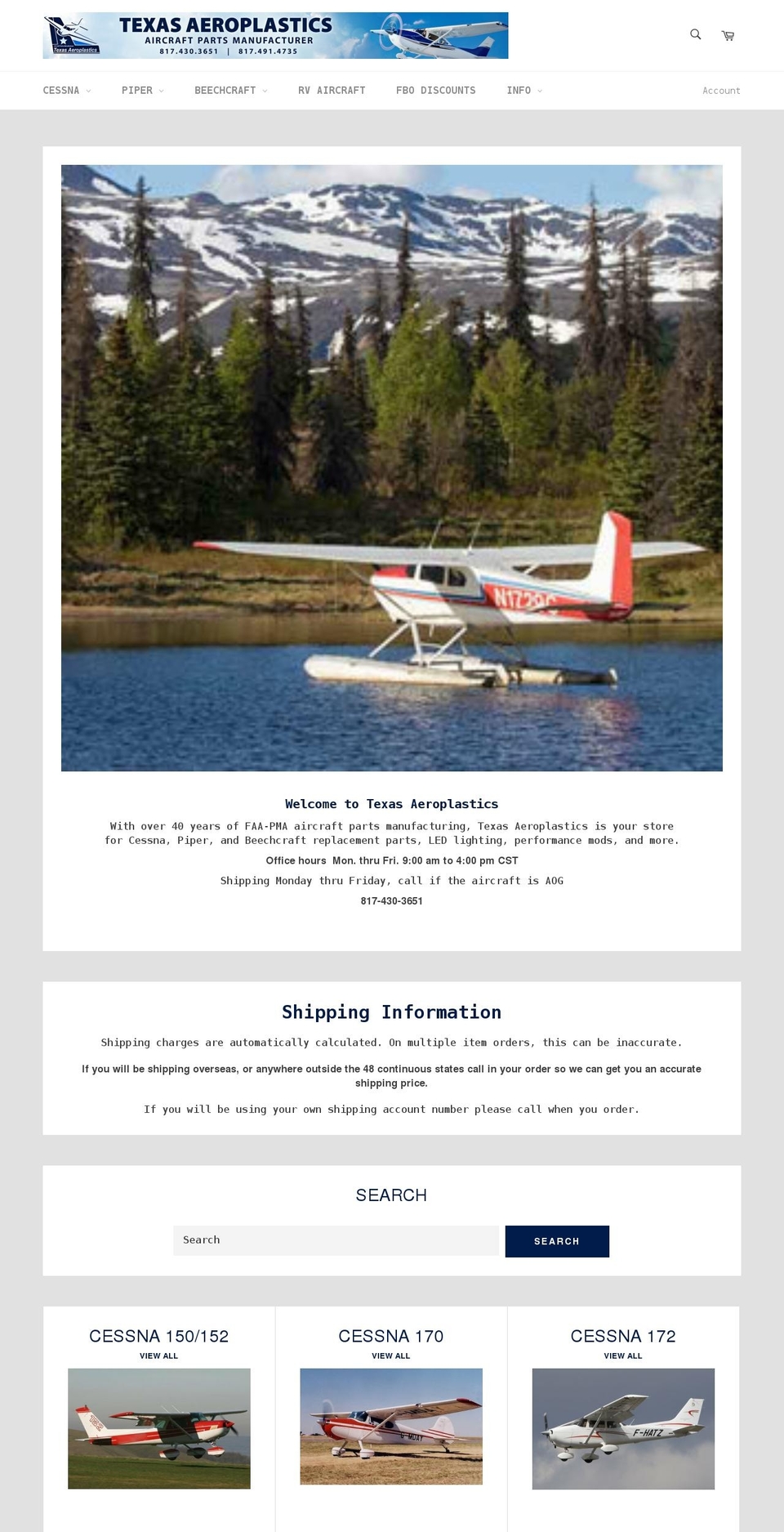 buyplaneparts.com shopify website screenshot