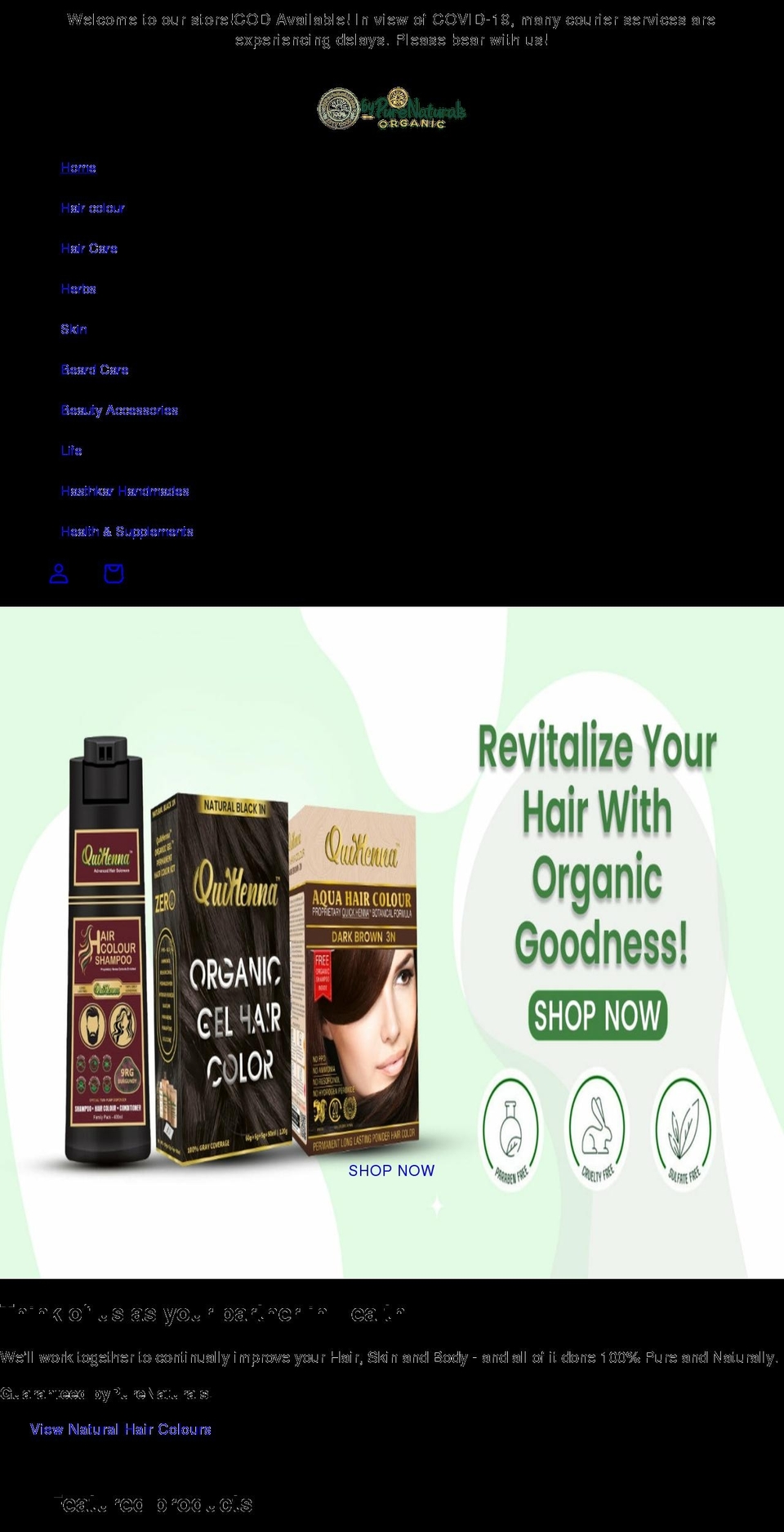 Pure Natural Hair Theme Shopify theme site example buypurenaturals.com