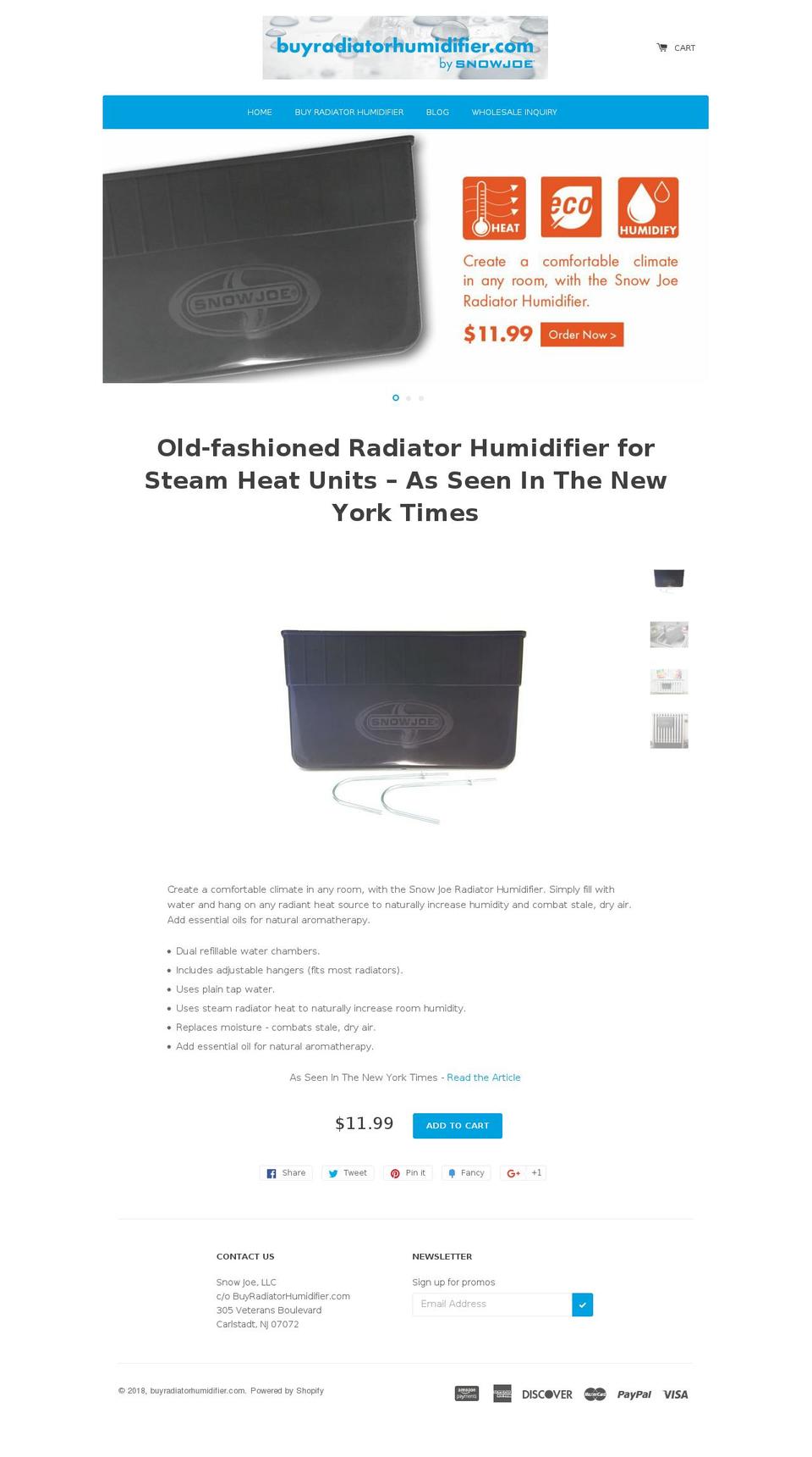 buyradiatorhumidifier.com — Shopify storefront screenshot