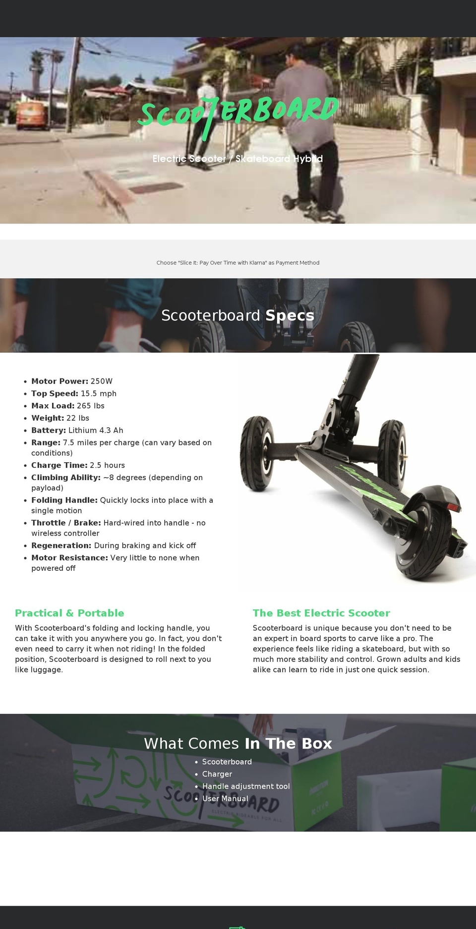 buyscooterboard.com — Shopify storefront screenshot