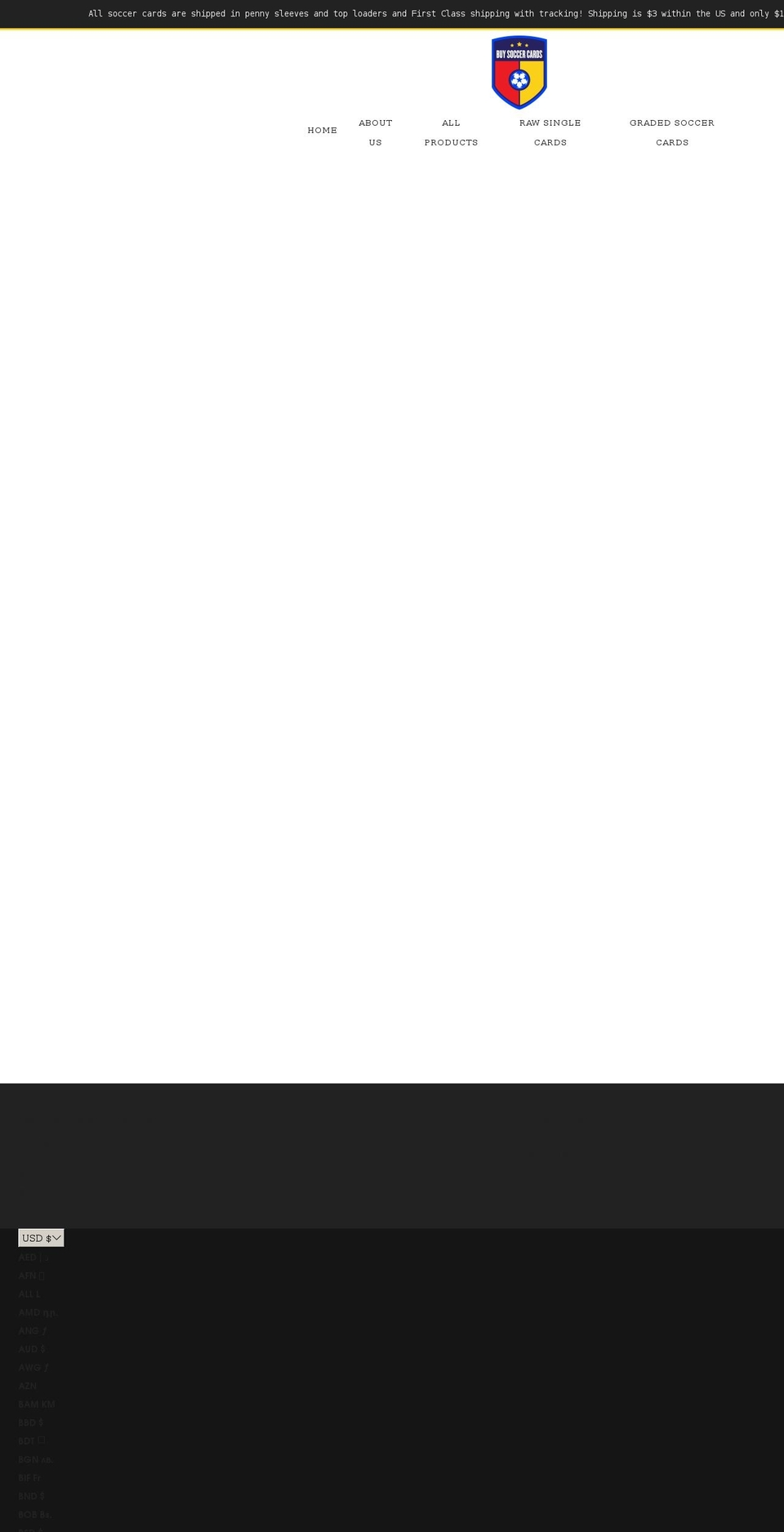 buysoccercards.com shopify website screenshot