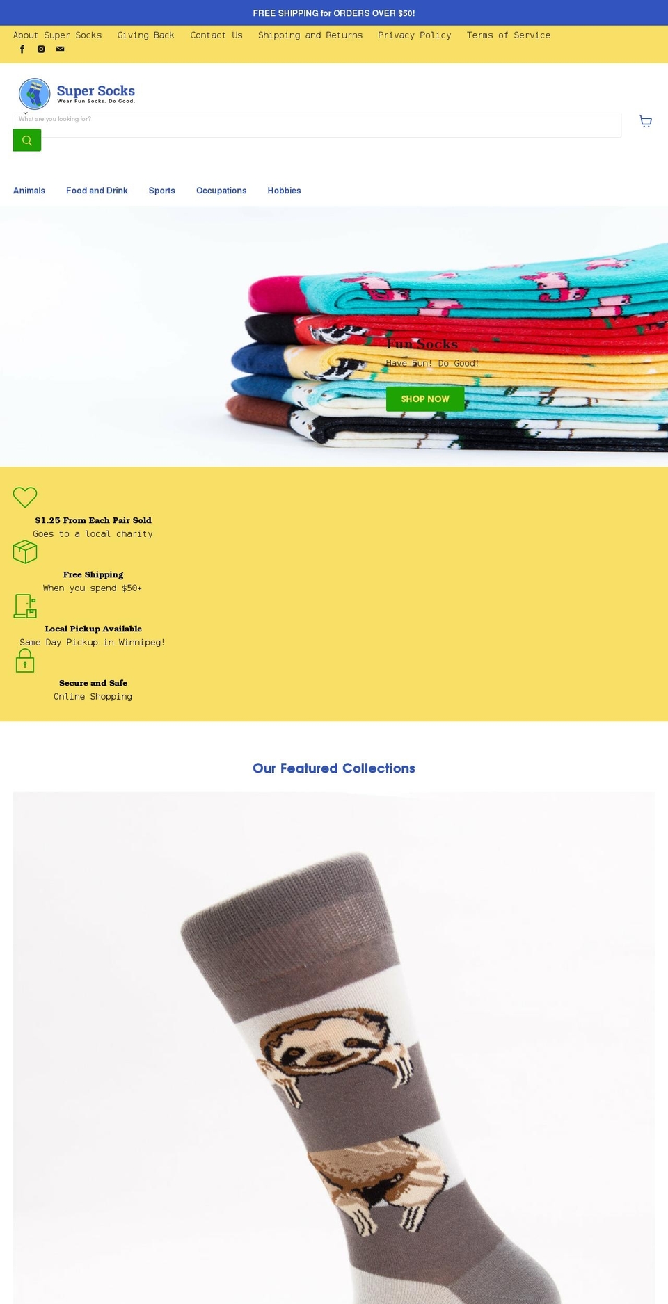 buysupersocks.com shopify website screenshot