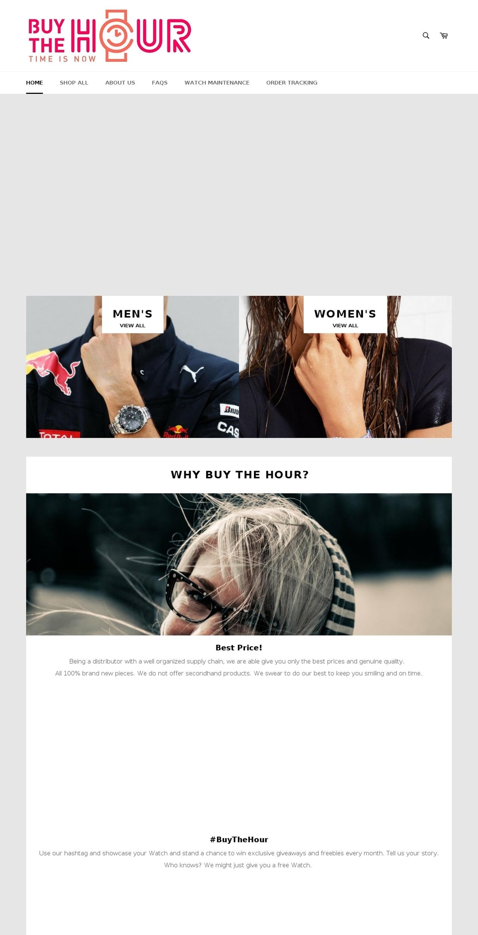 buythehourintl.com shopify website screenshot