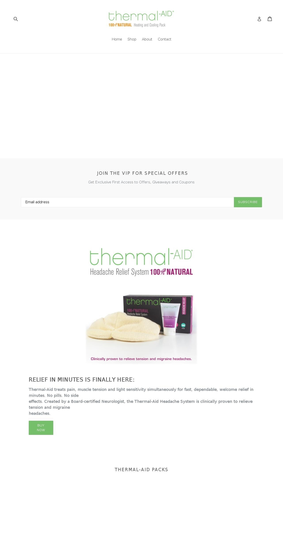 buythermalaidheadache.com — Shopify storefront screenshot