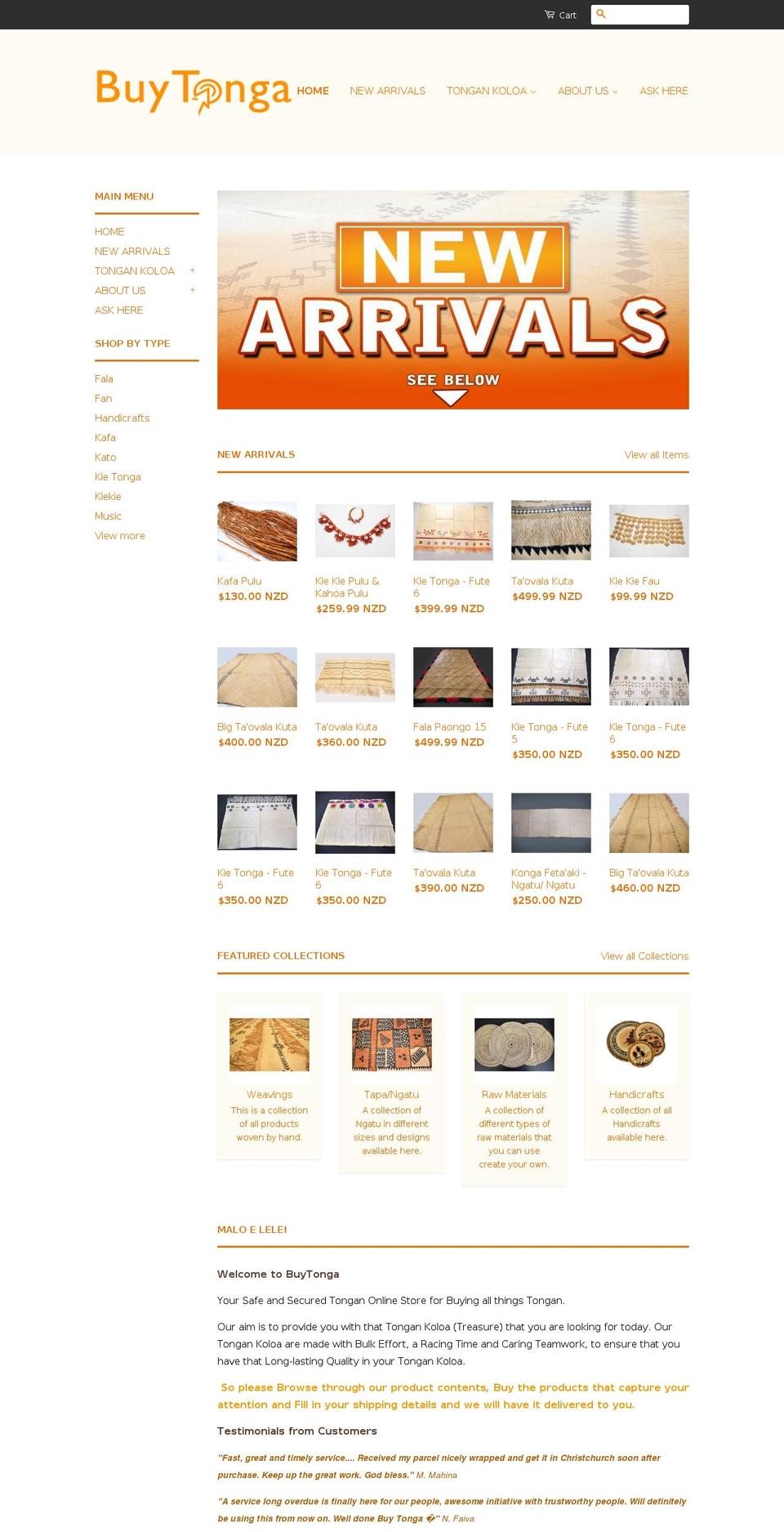 buytonga.com shopify website screenshot