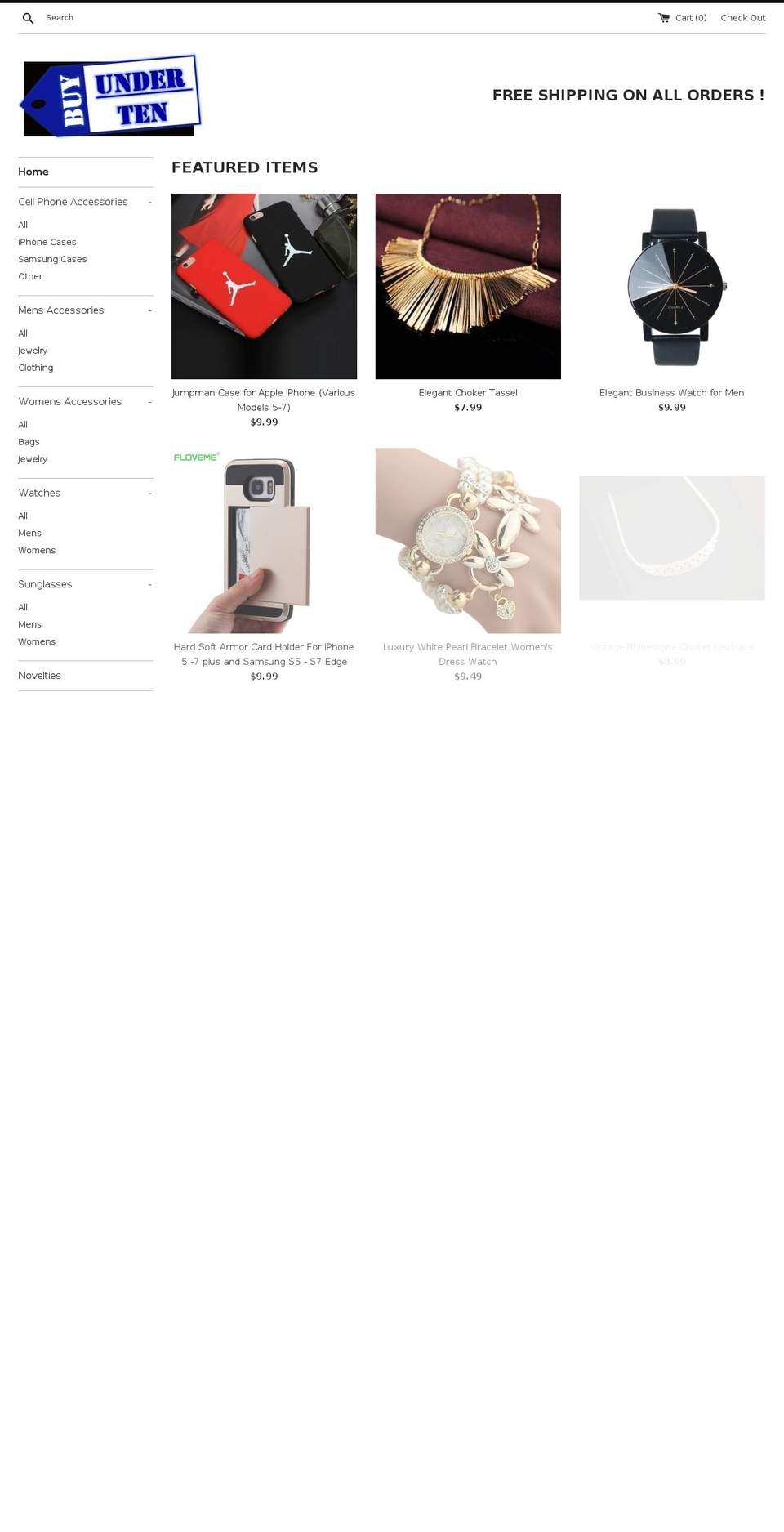 buyunder10.com shopify website screenshot