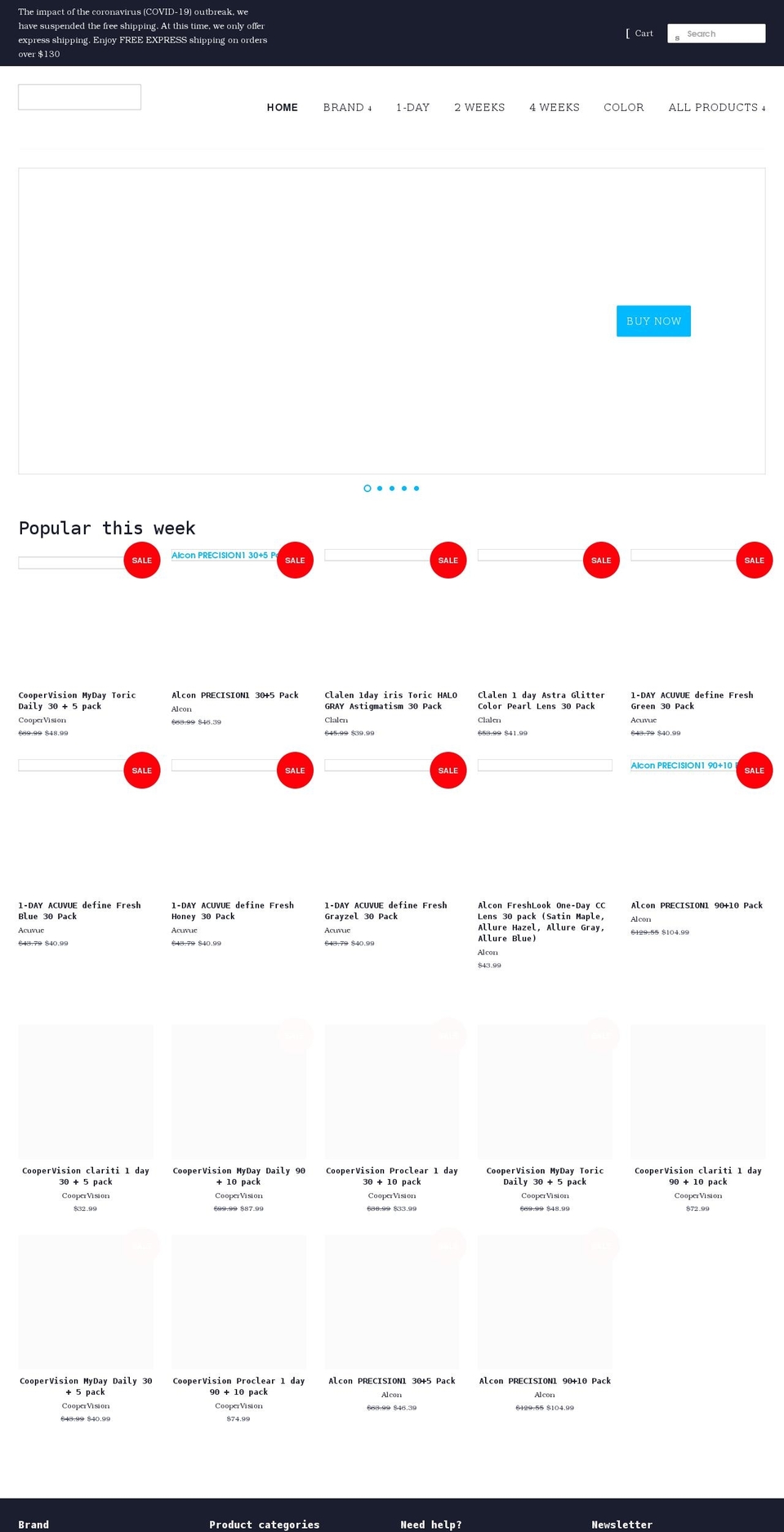 buyurcontacts.com shopify website screenshot