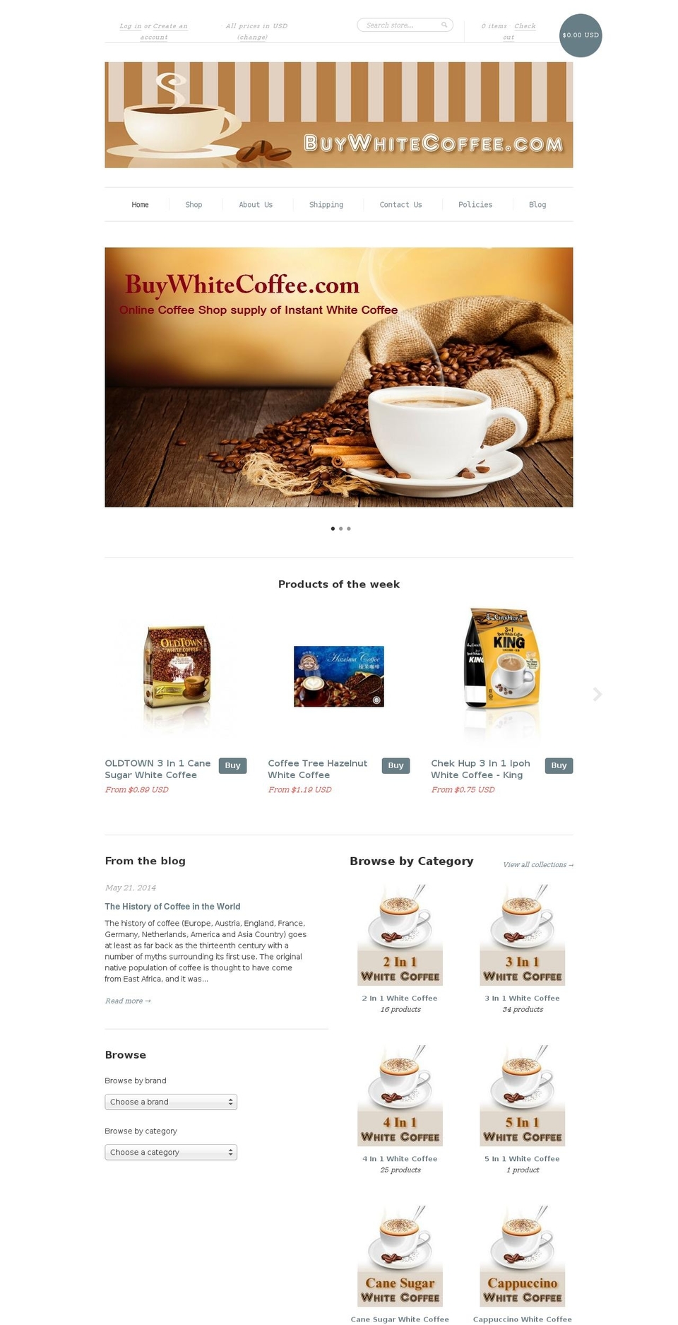 buywhitecoffee.com shopify website screenshot
