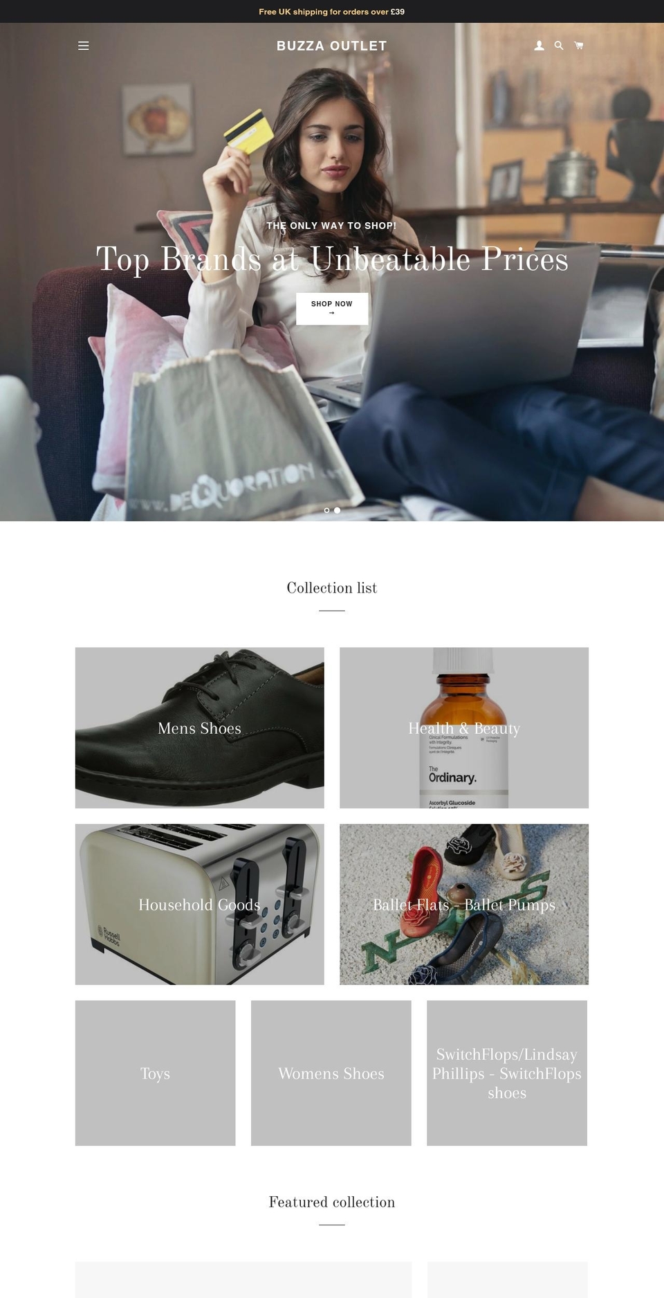 buzzaoutlet.com shopify website screenshot