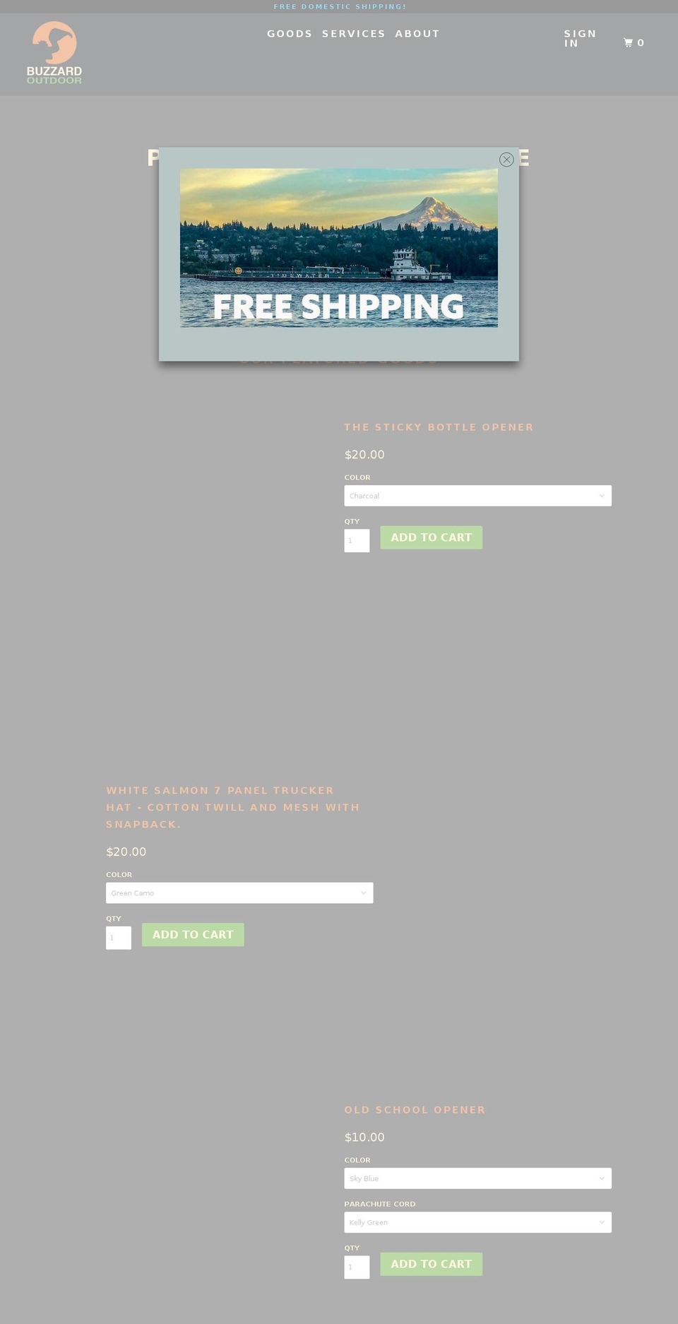 buzzardoutdoor.com — Shopify storefront screenshot
