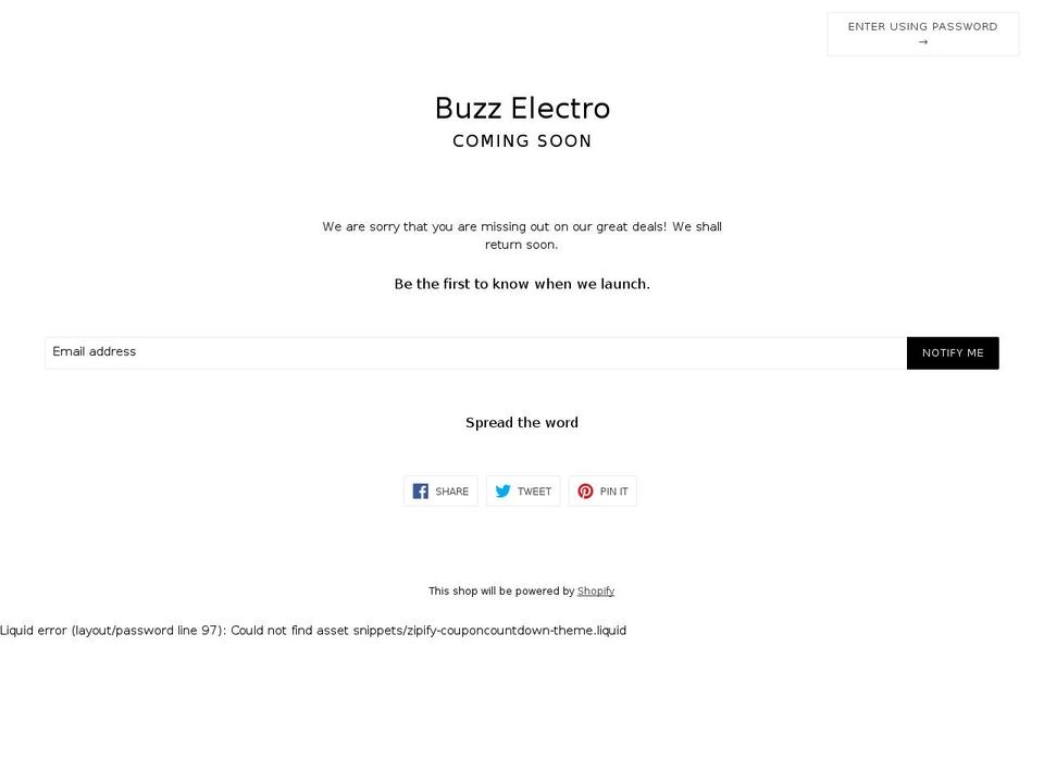 buzzelectro.com shopify website screenshot
