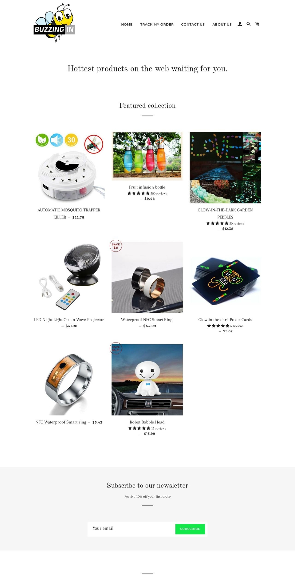my site Shopify theme site example buzzingin.com