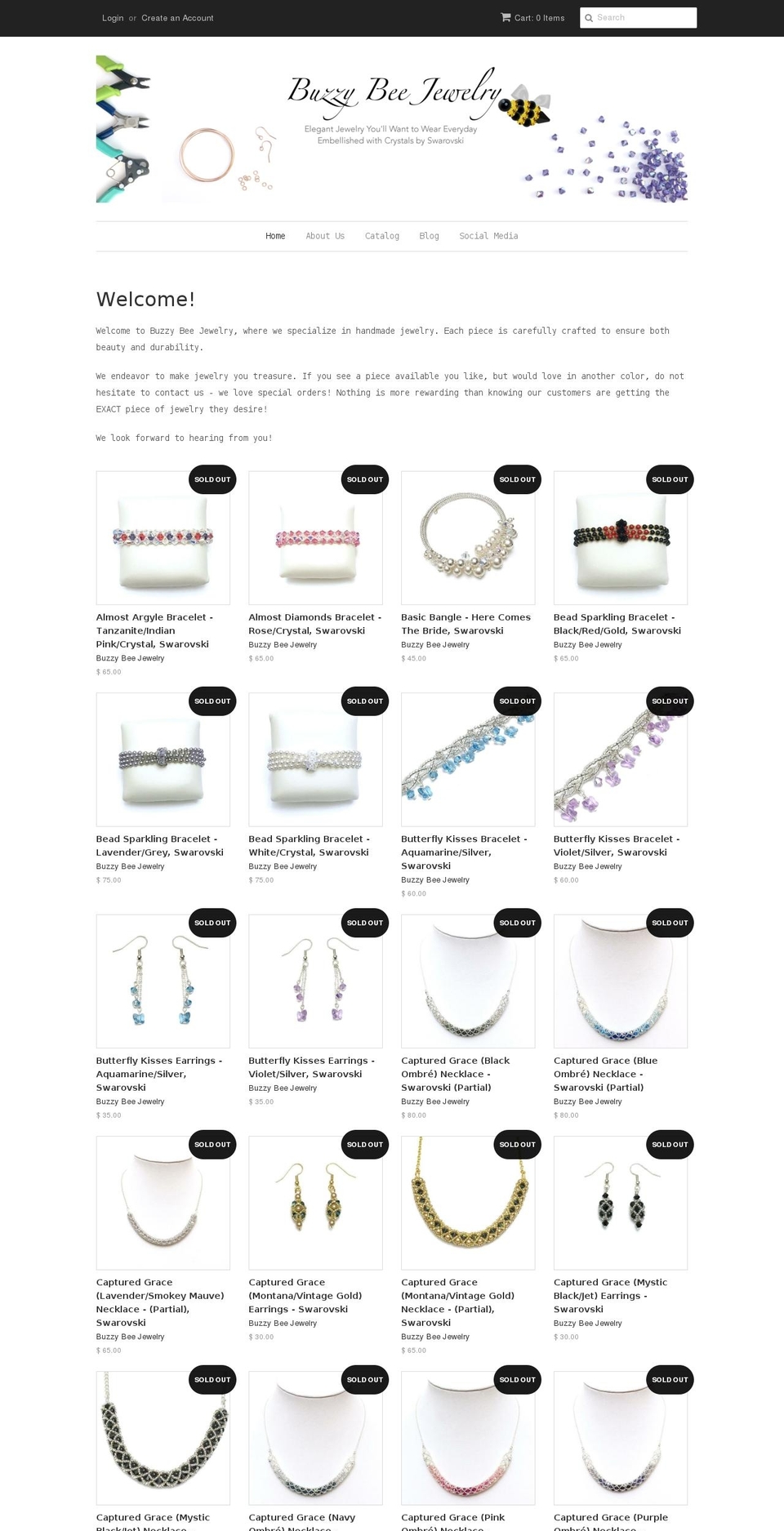 buzzybeejewelry.com — Shopify storefront screenshot