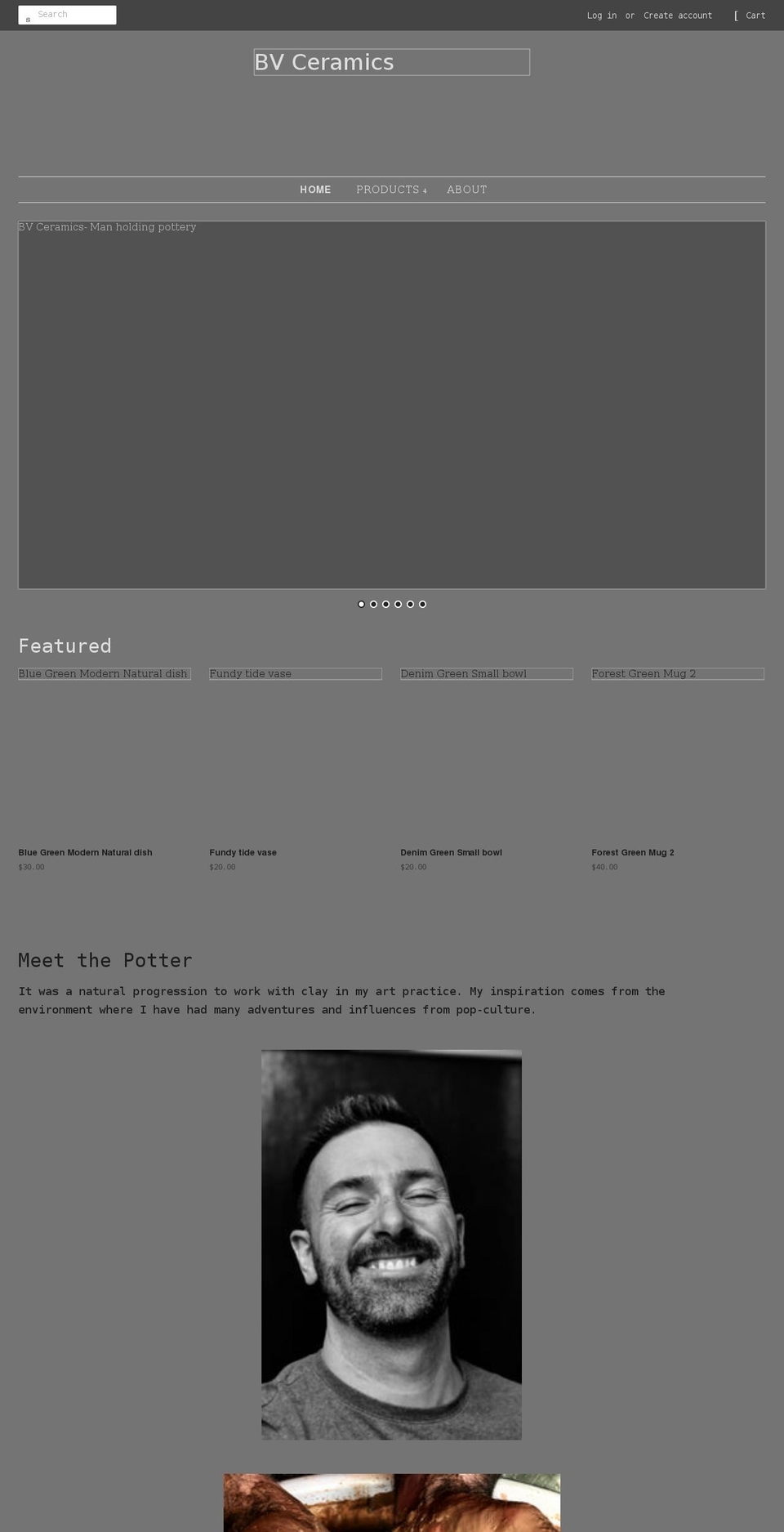 bvceramics.com shopify website screenshot