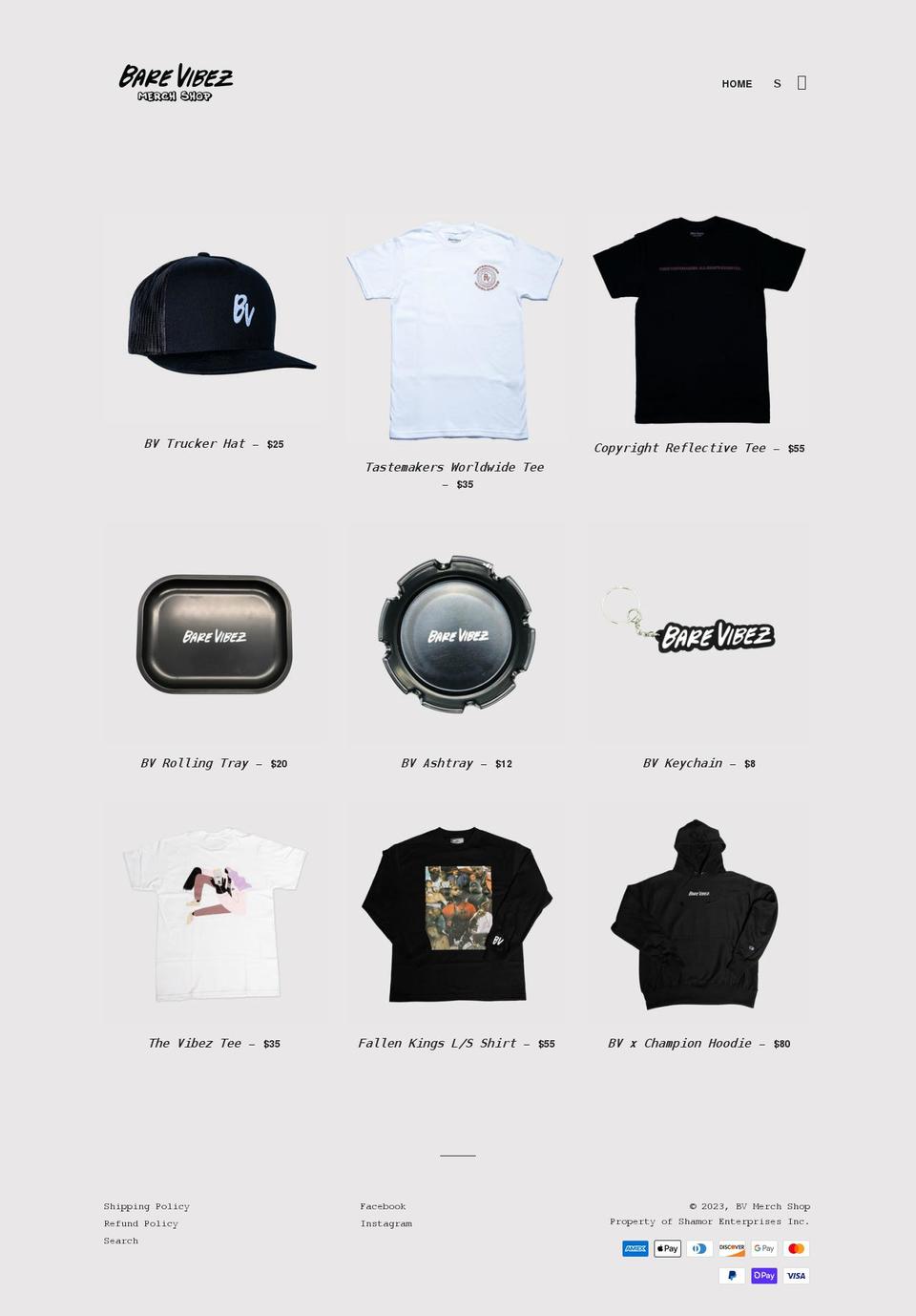 bvmerchshop.com shopify website screenshot