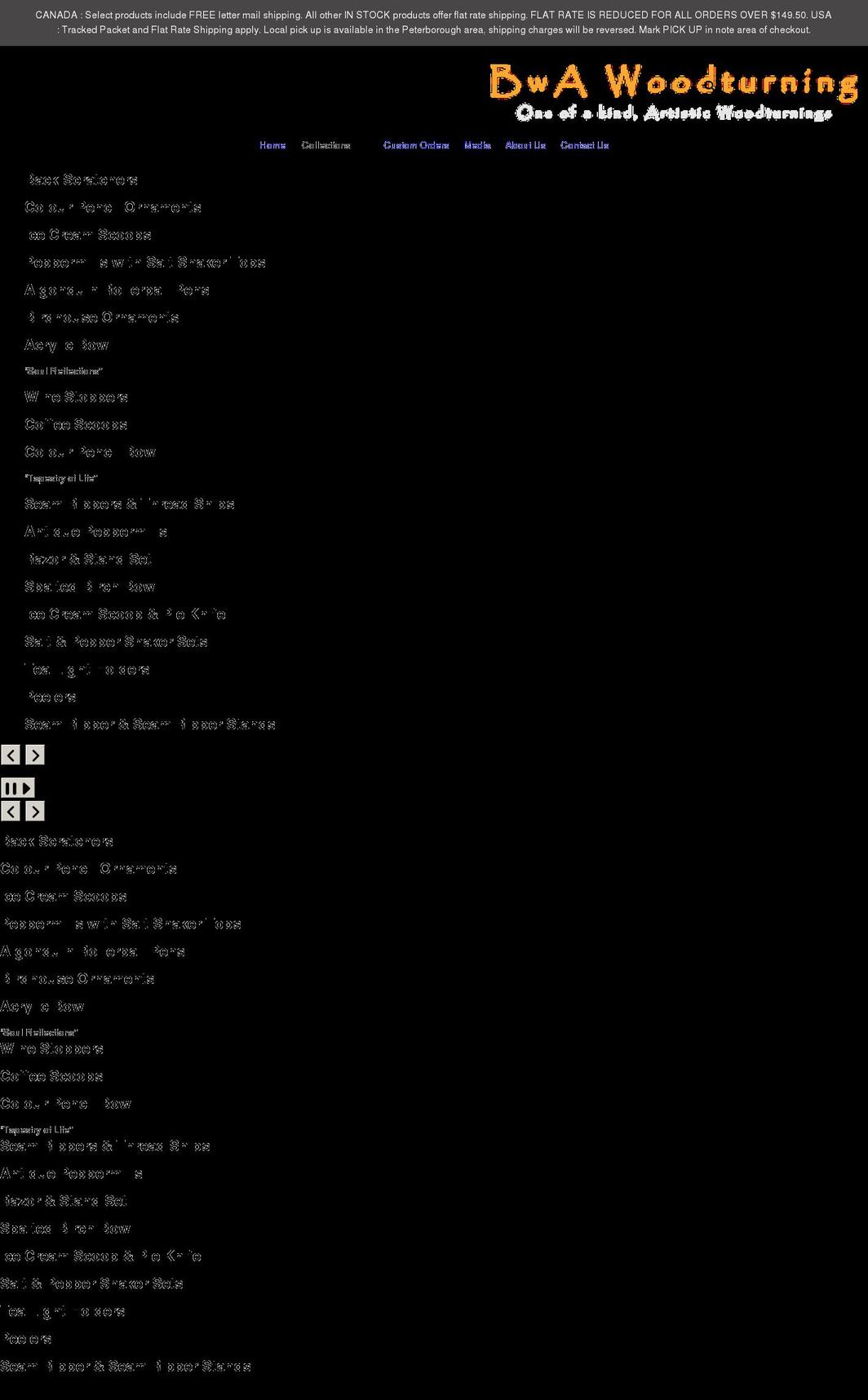 bwawoodturning.com shopify website screenshot