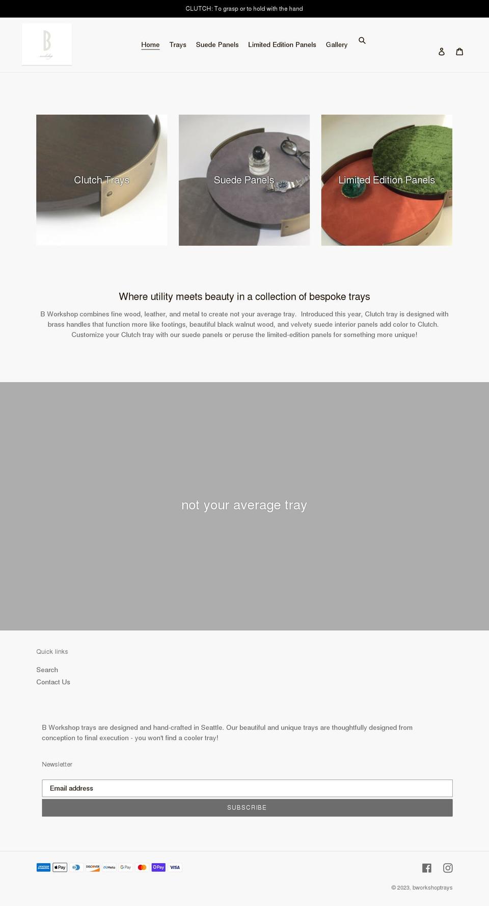 bworkshoptrays.com shopify website screenshot