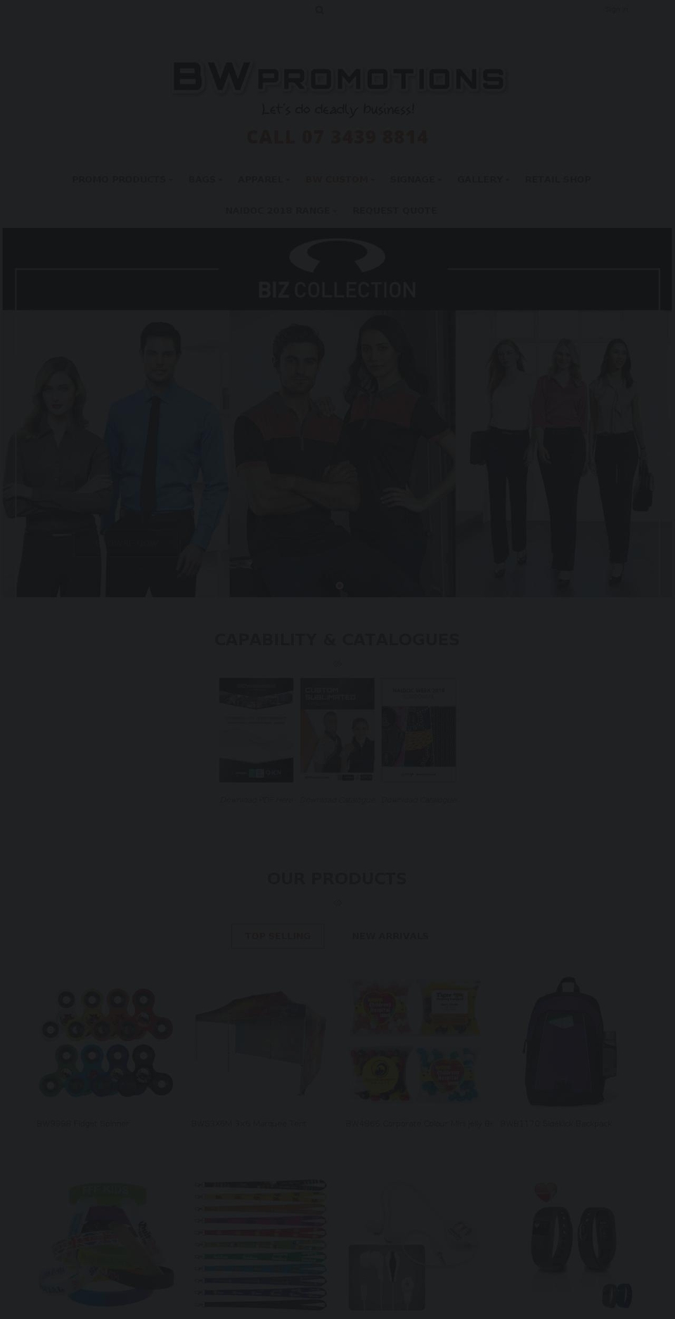 bwpromotions.com.au shopify website screenshot