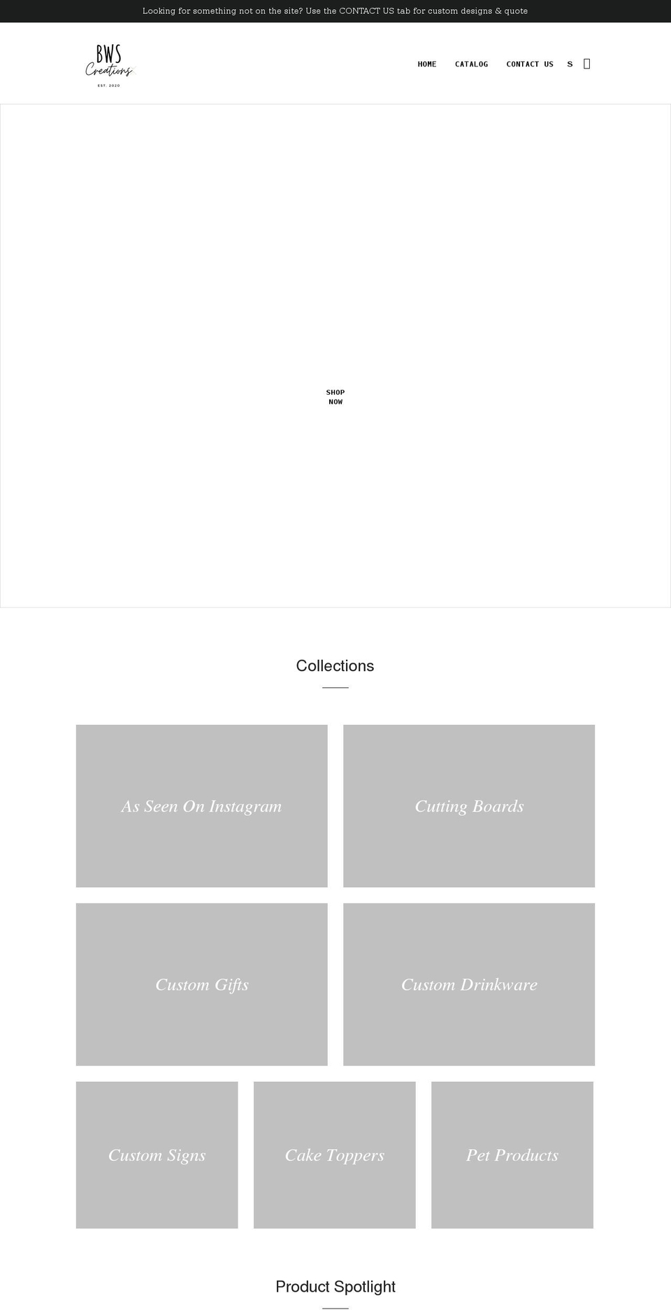 bwscreations.com shopify website screenshot