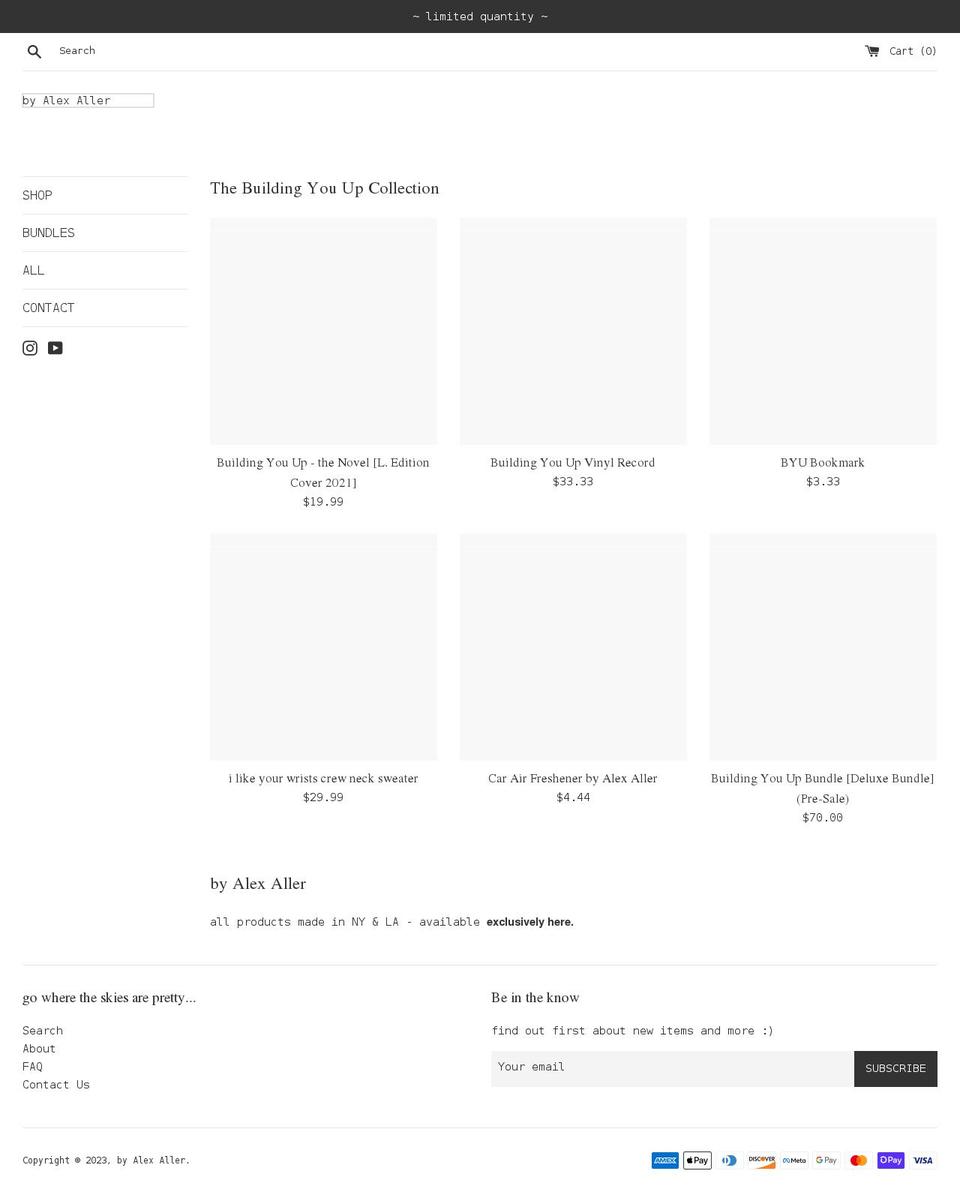 by-alex-aller.myshopify.com shopify website screenshot