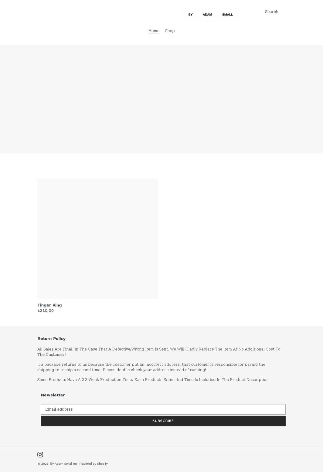 byadamsmall.com shopify website screenshot