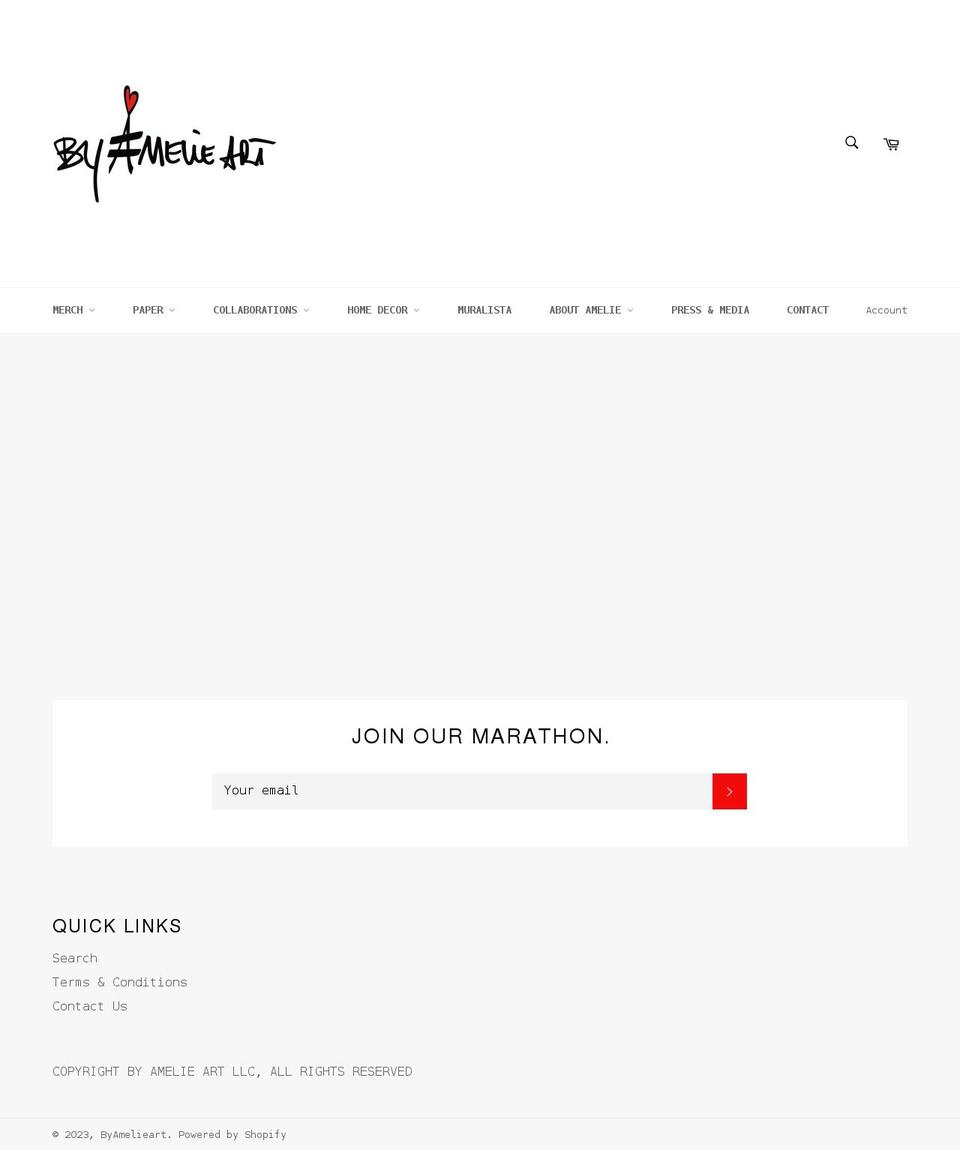 byamelieart.com shopify website screenshot