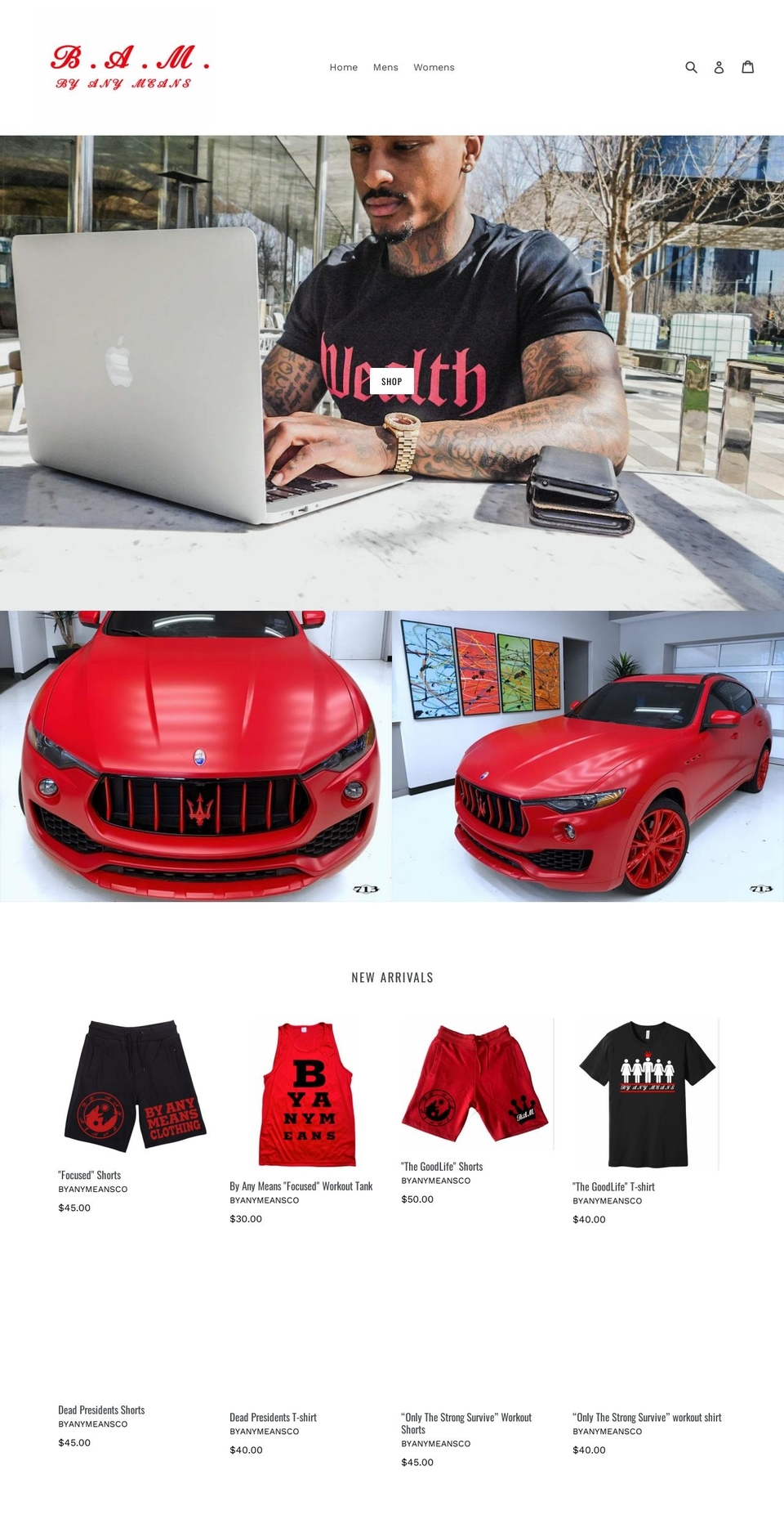 byanymeansclothing.com — Shopify storefront screenshot