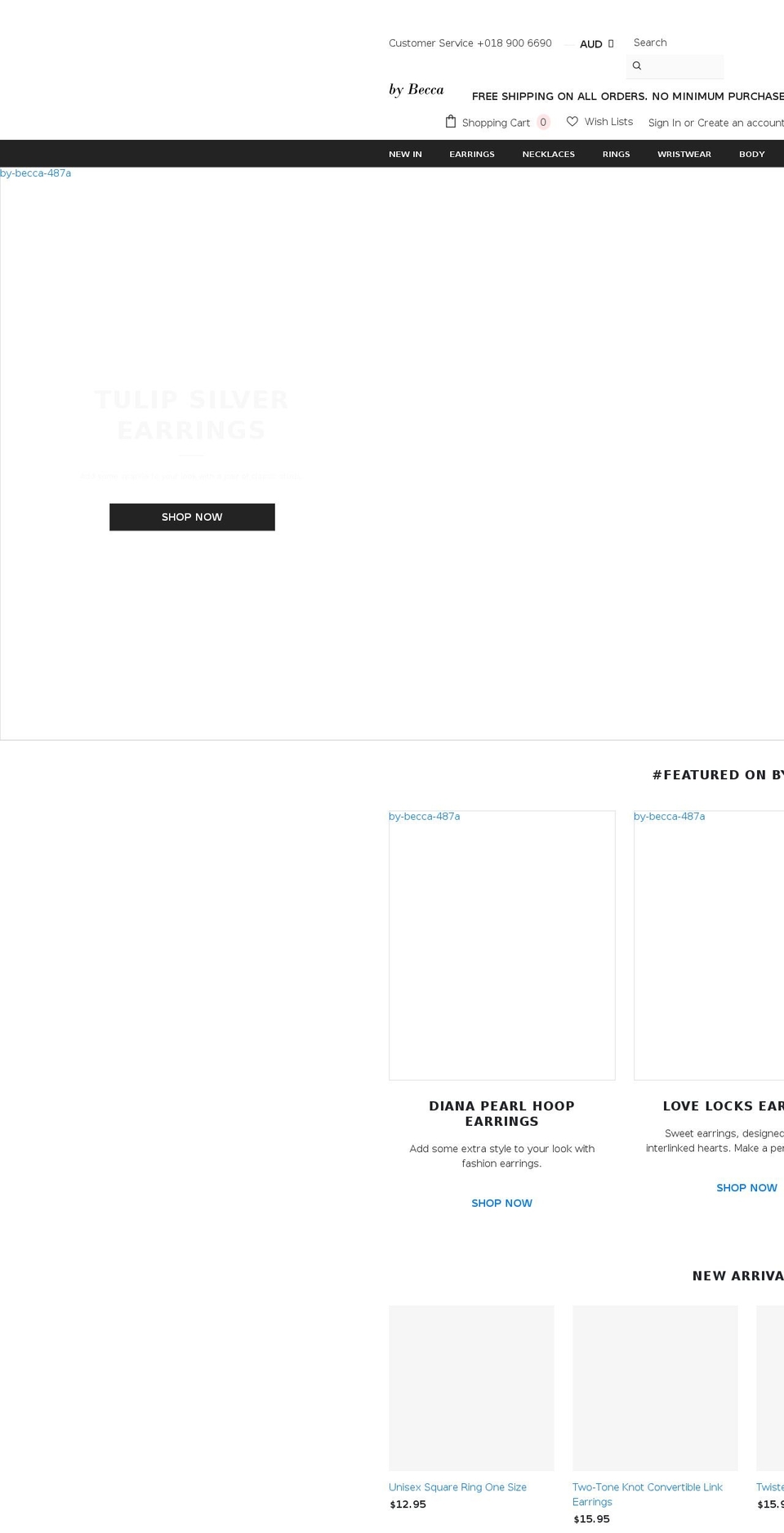 bybecca.com.au shopify website screenshot