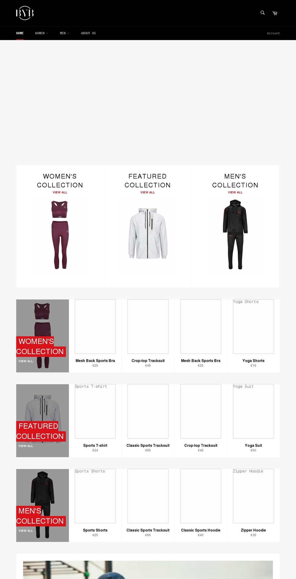 bybstores.com shopify website screenshot