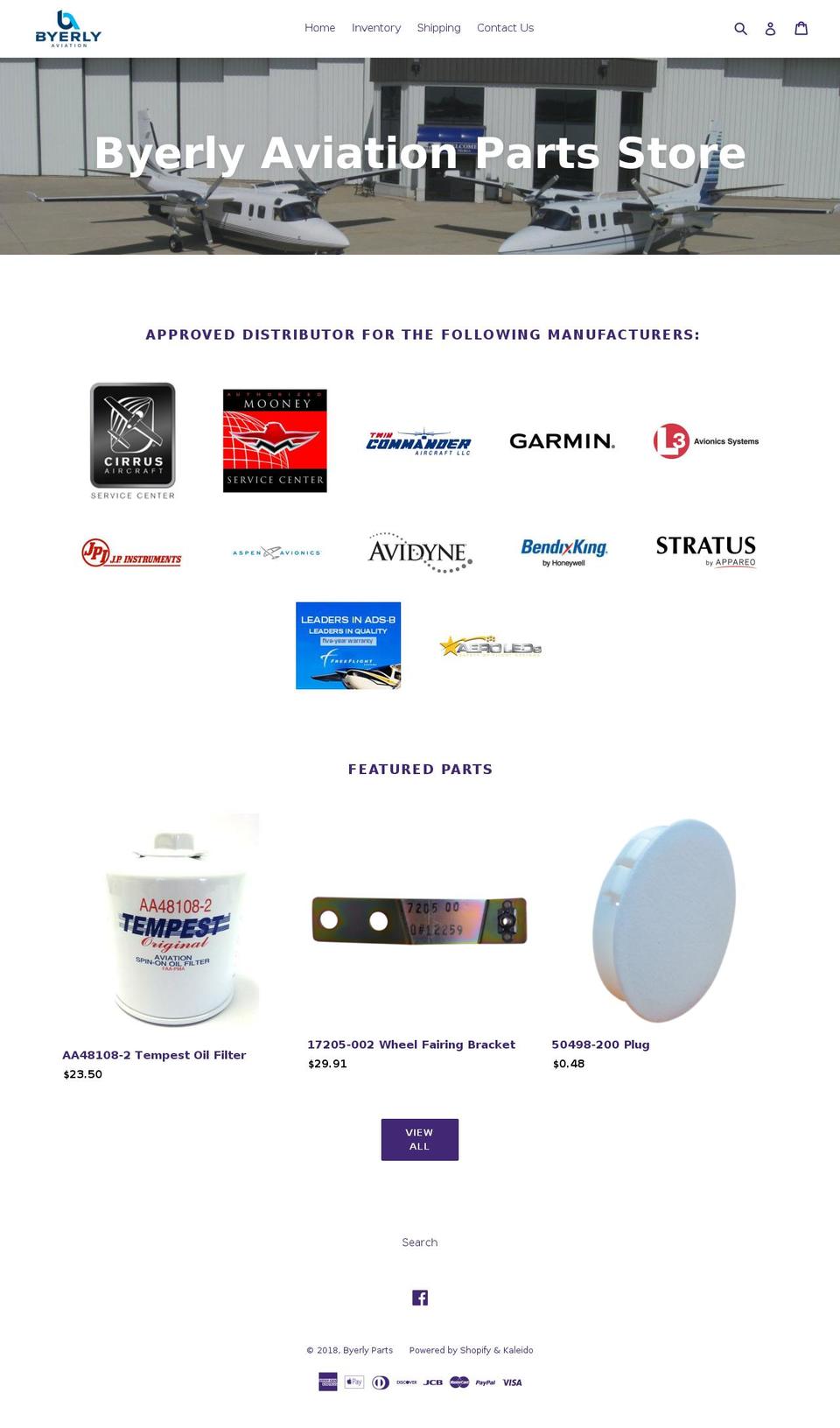 byerlyparts.com — Shopify storefront screenshot