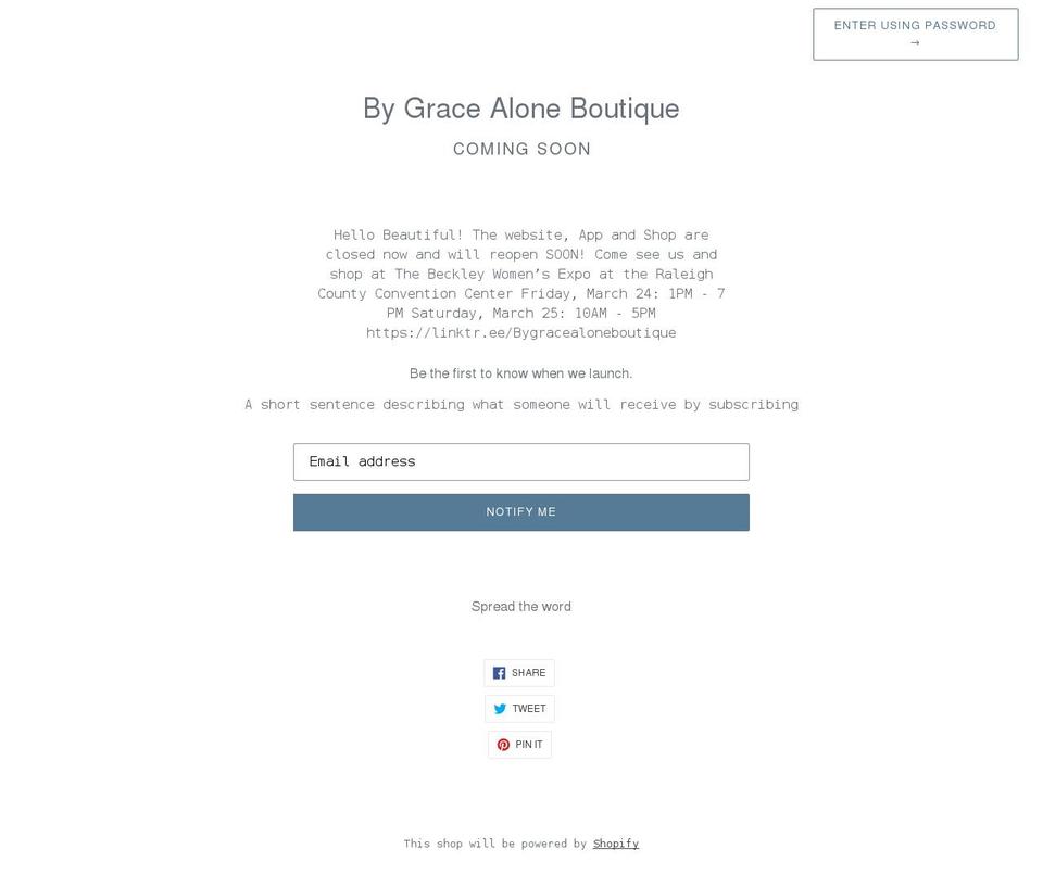 bygracealonedesigns.com shopify website screenshot