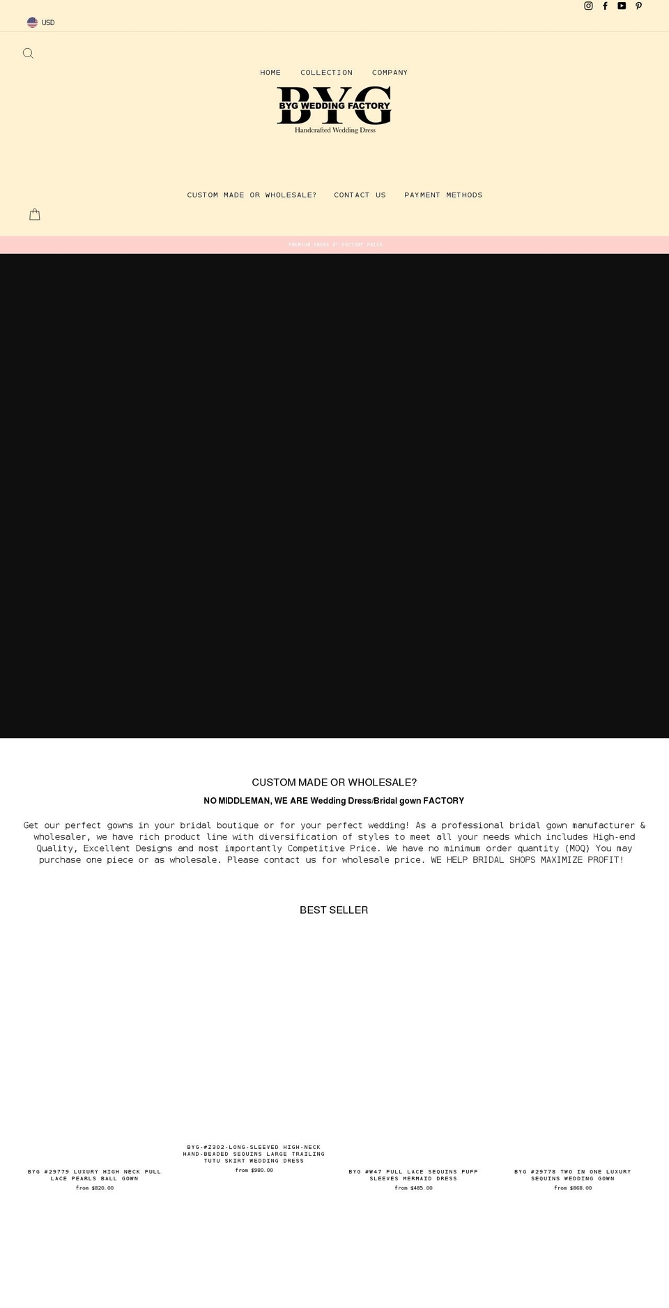 bygweddingfactory.com shopify website screenshot