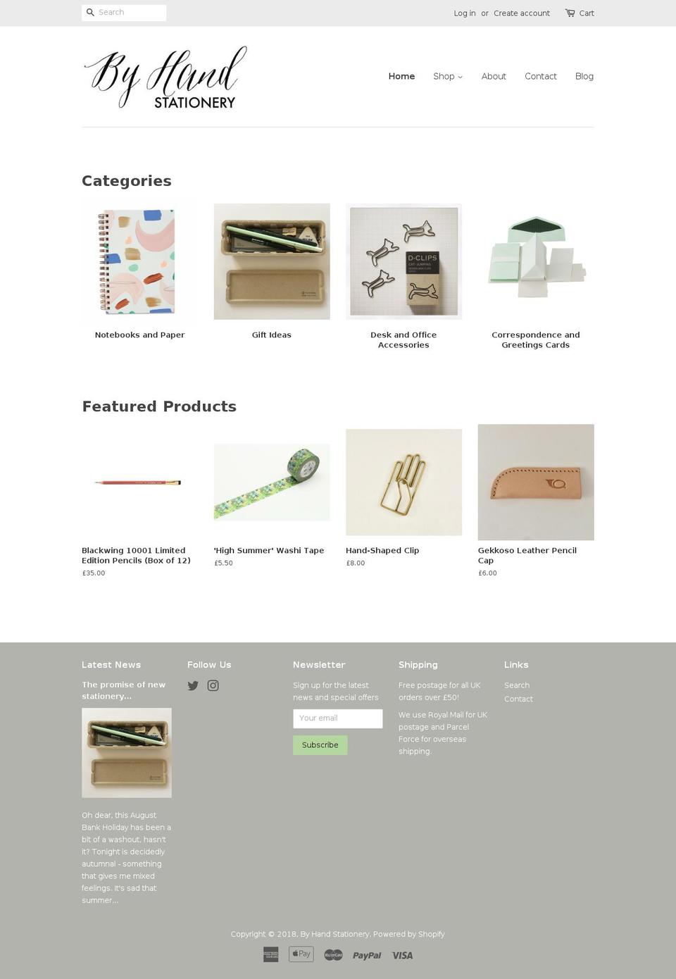 byhandstationery.com — Shopify storefront screenshot