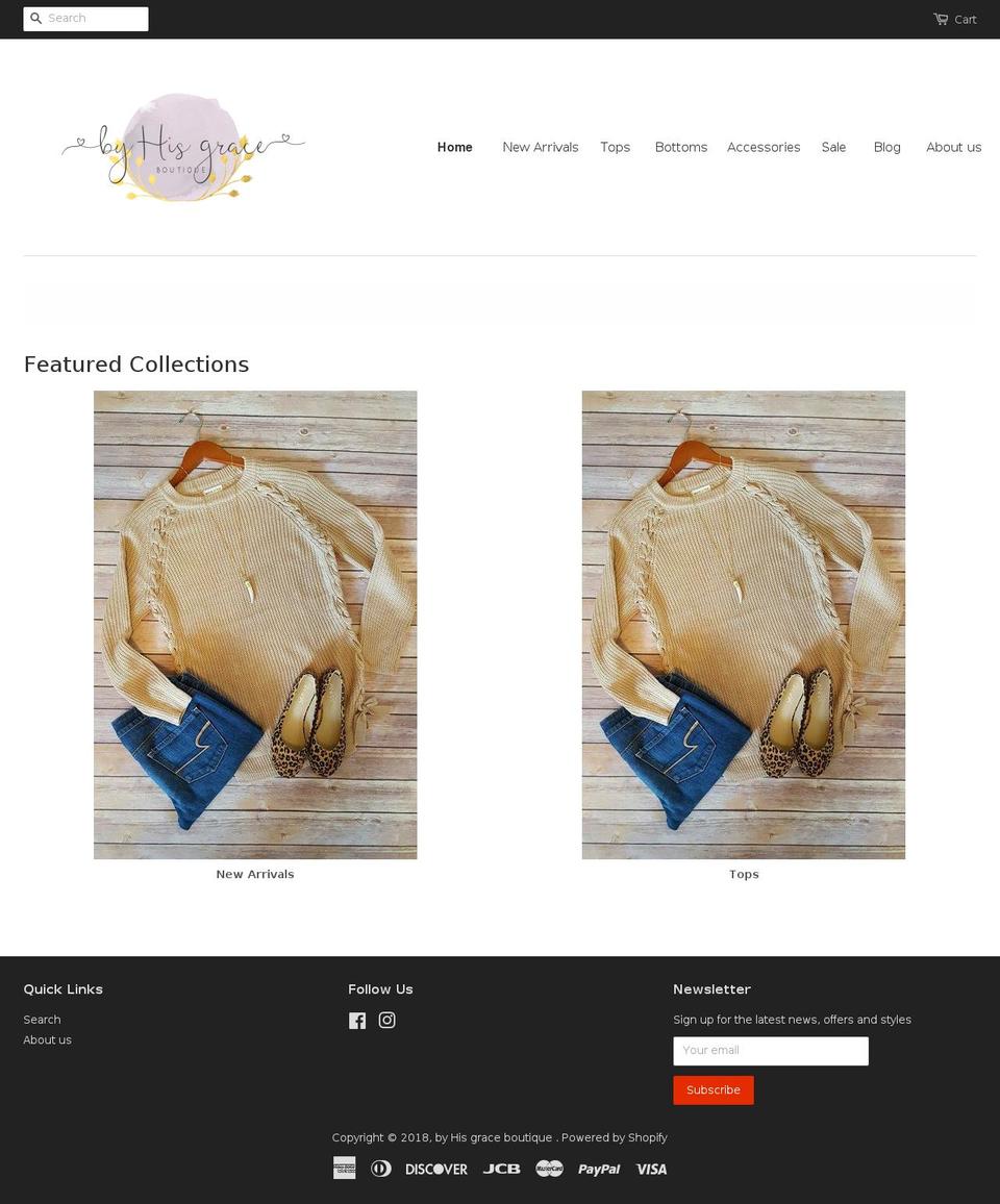 byhisgraceboutique.net shopify website screenshot
