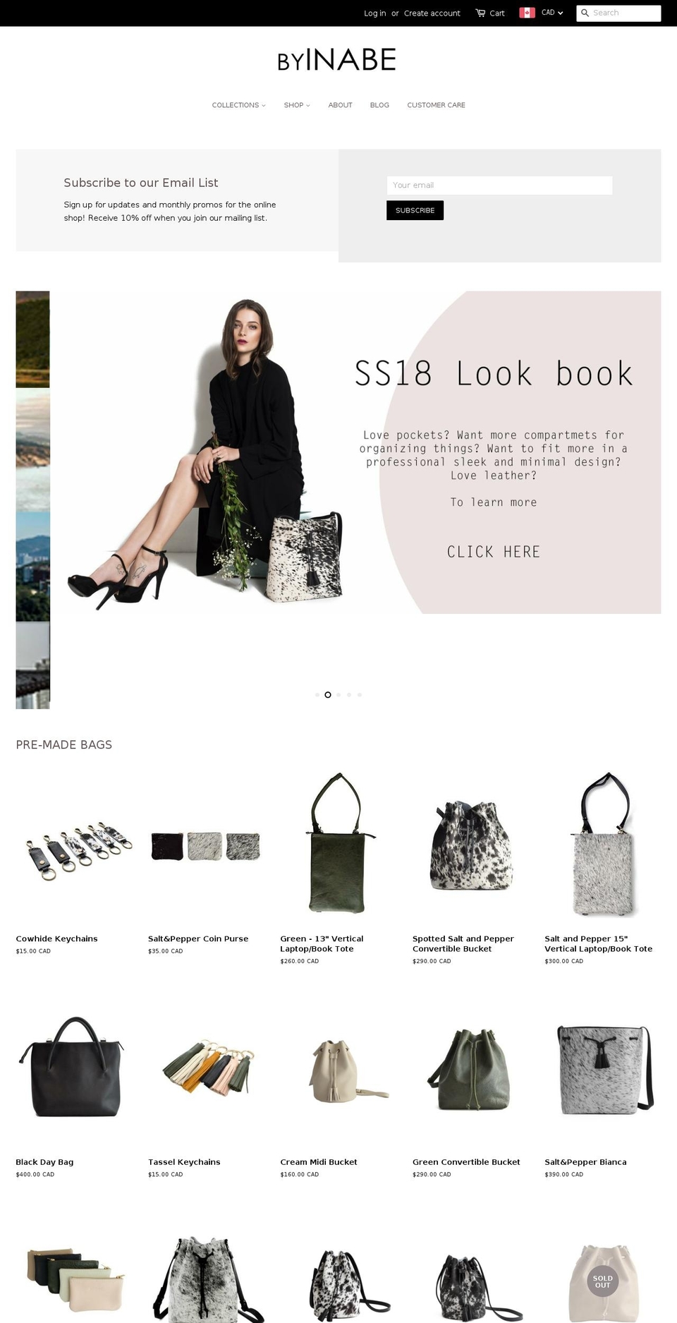byinabe.com — Shopify storefront screenshot