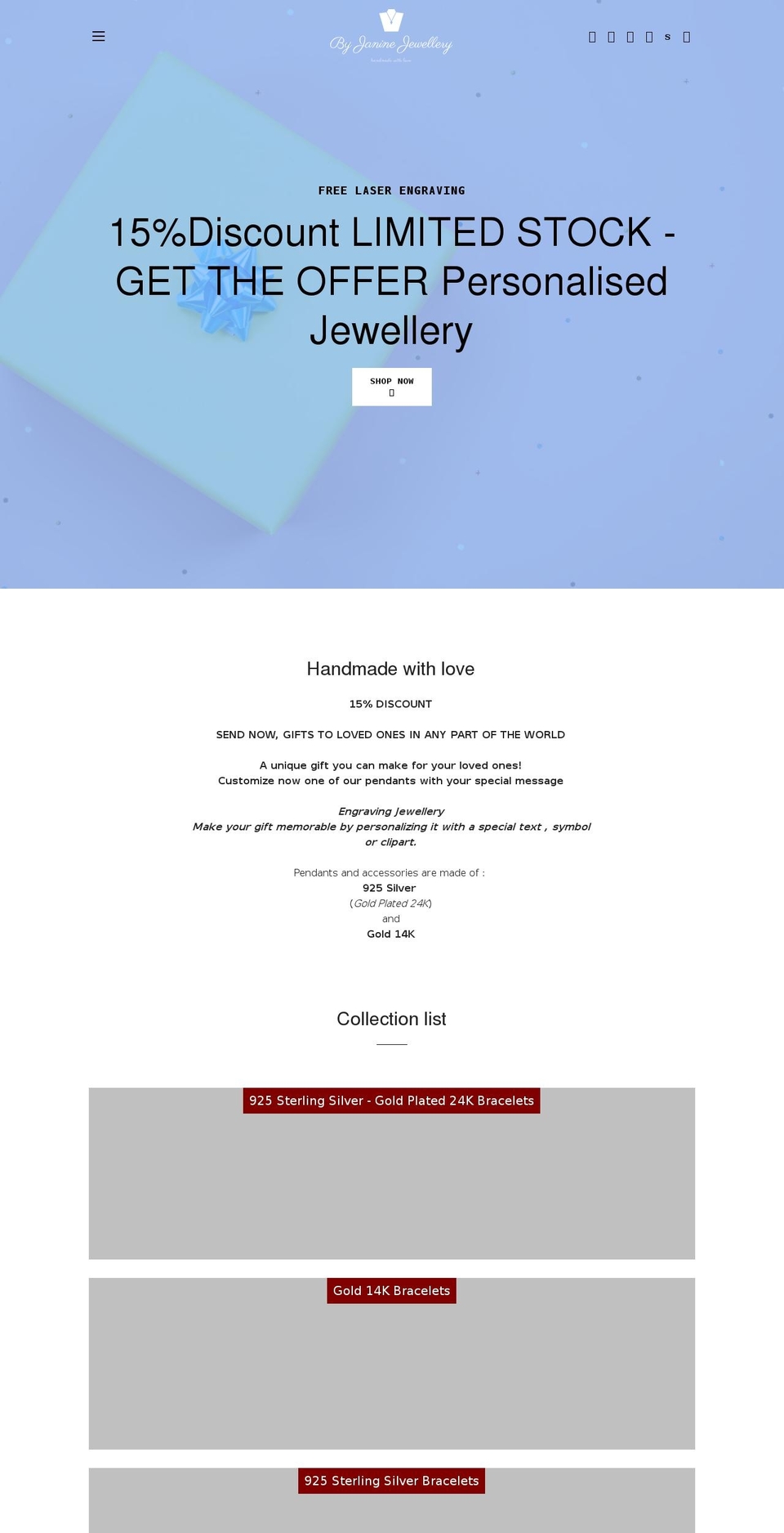 byjaninejewellery.com shopify website screenshot