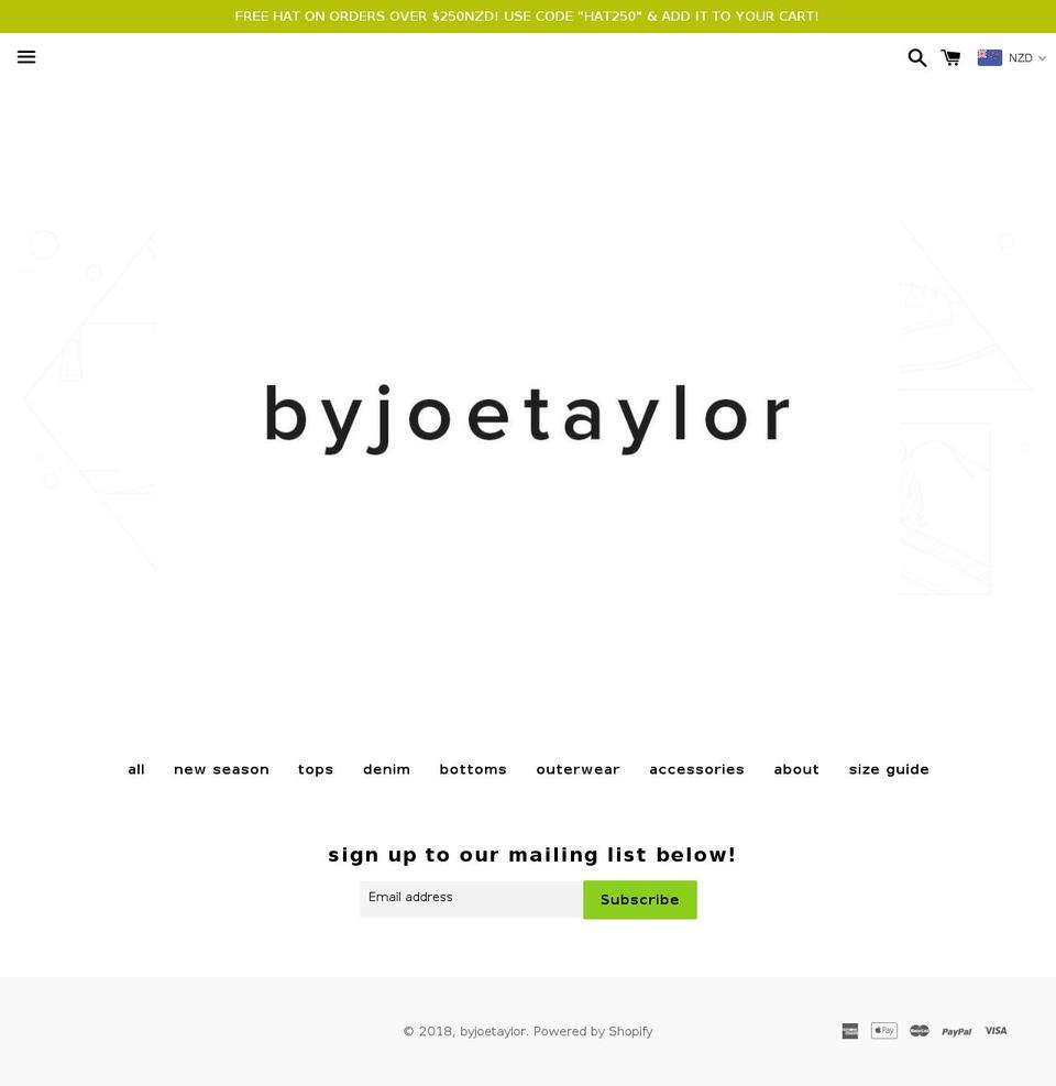byjoetaylor.com shopify website screenshot