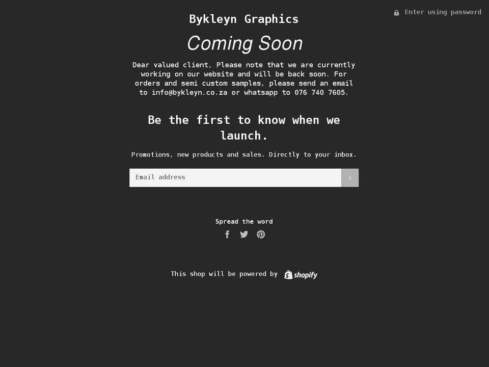 bykleyn.co.za shopify website screenshot