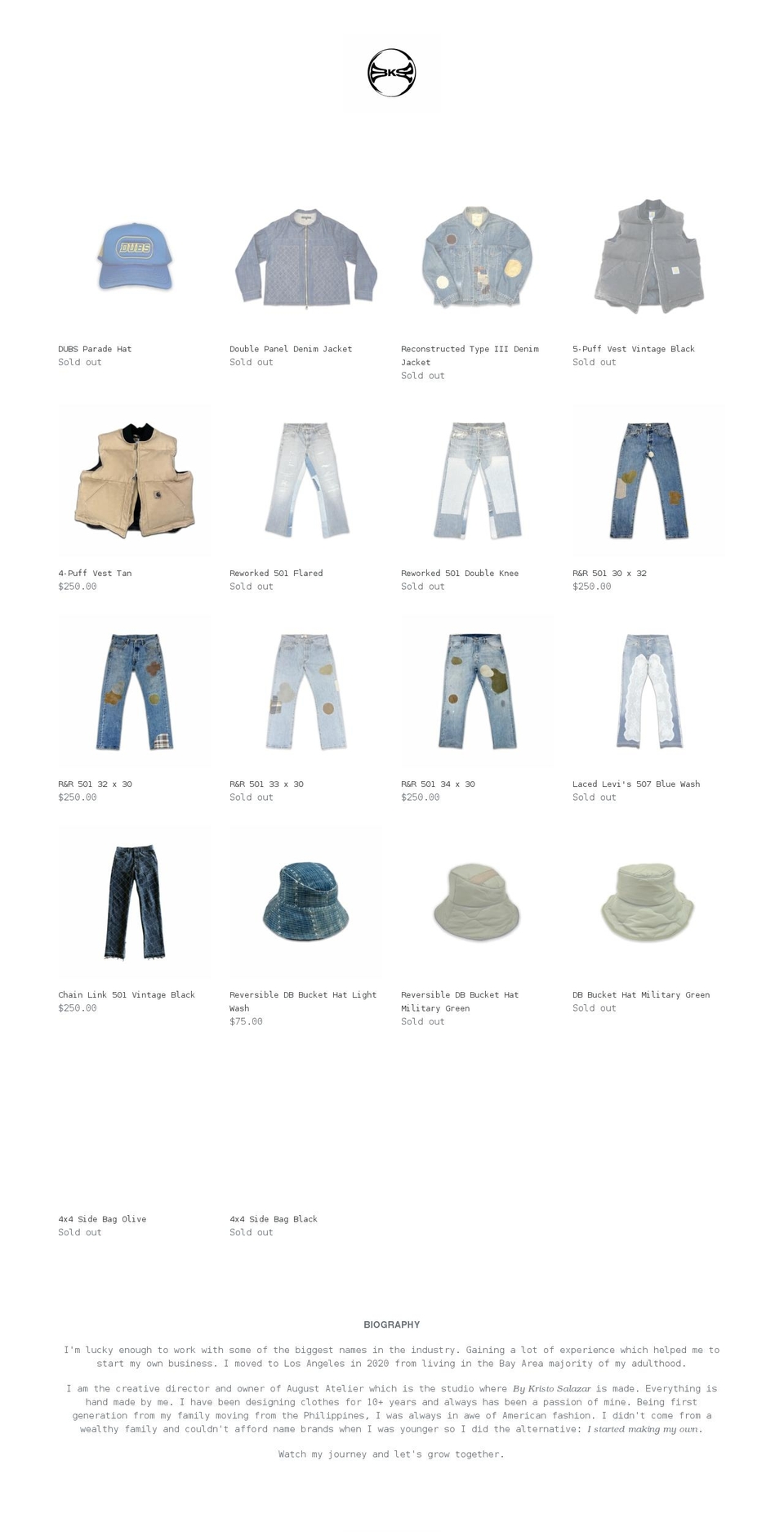 bykristosalazar.com shopify website screenshot