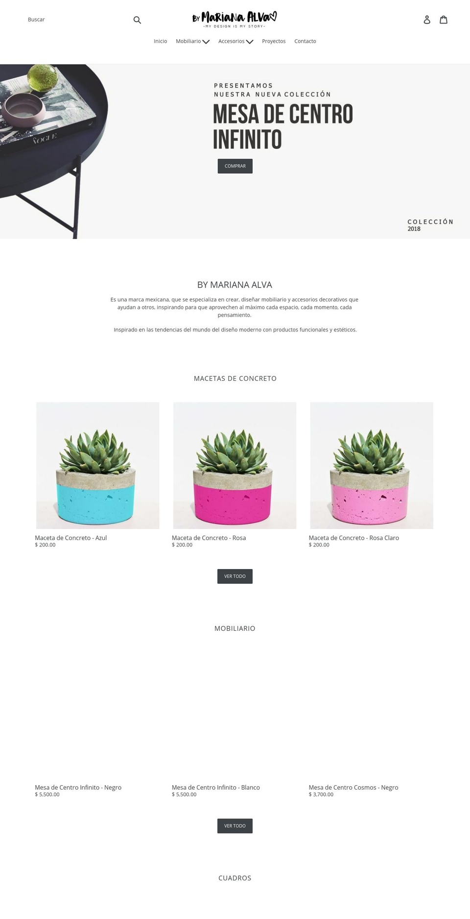 bymarianaalva.com — Shopify storefront screenshot