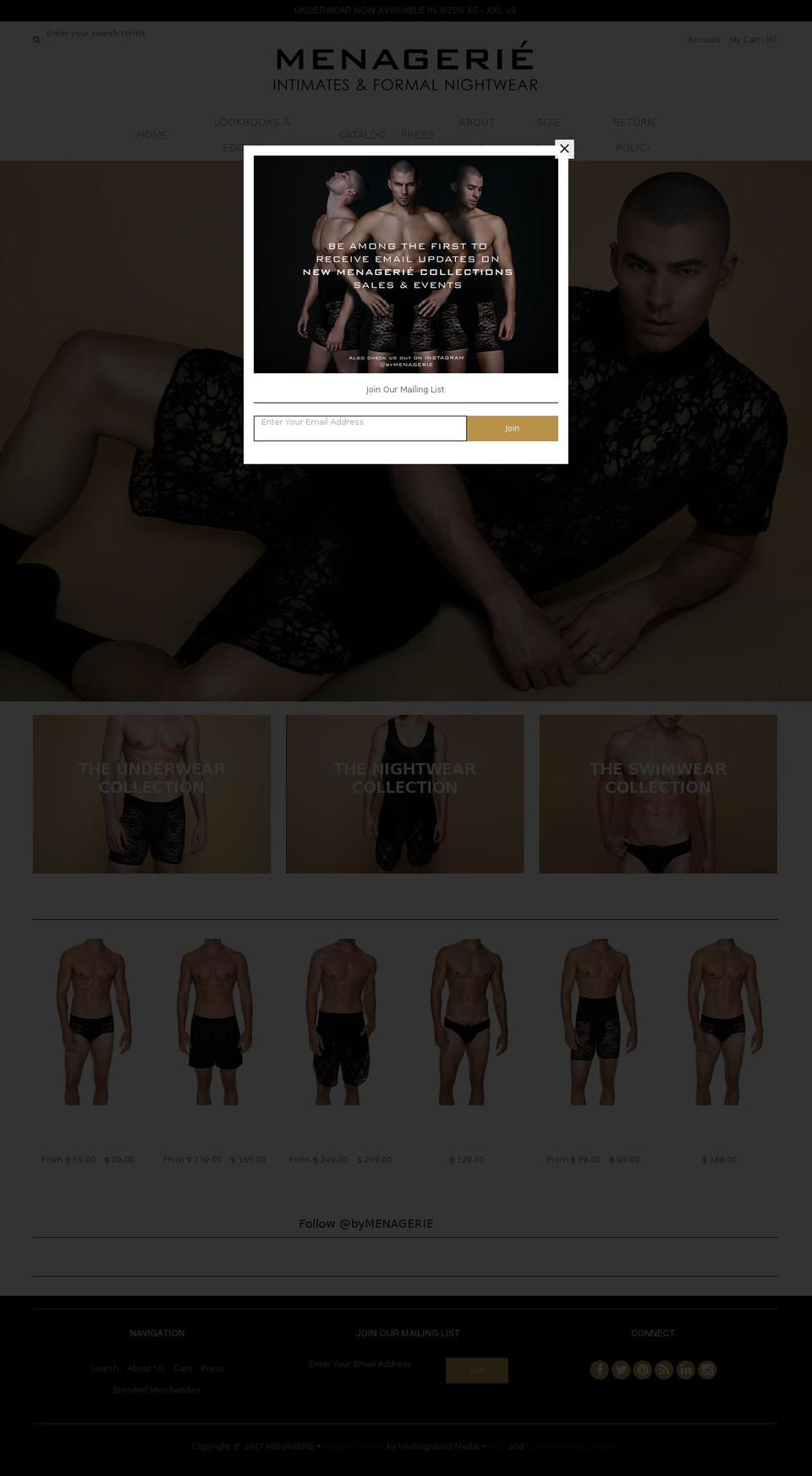 bymenagerie.com shopify website screenshot
