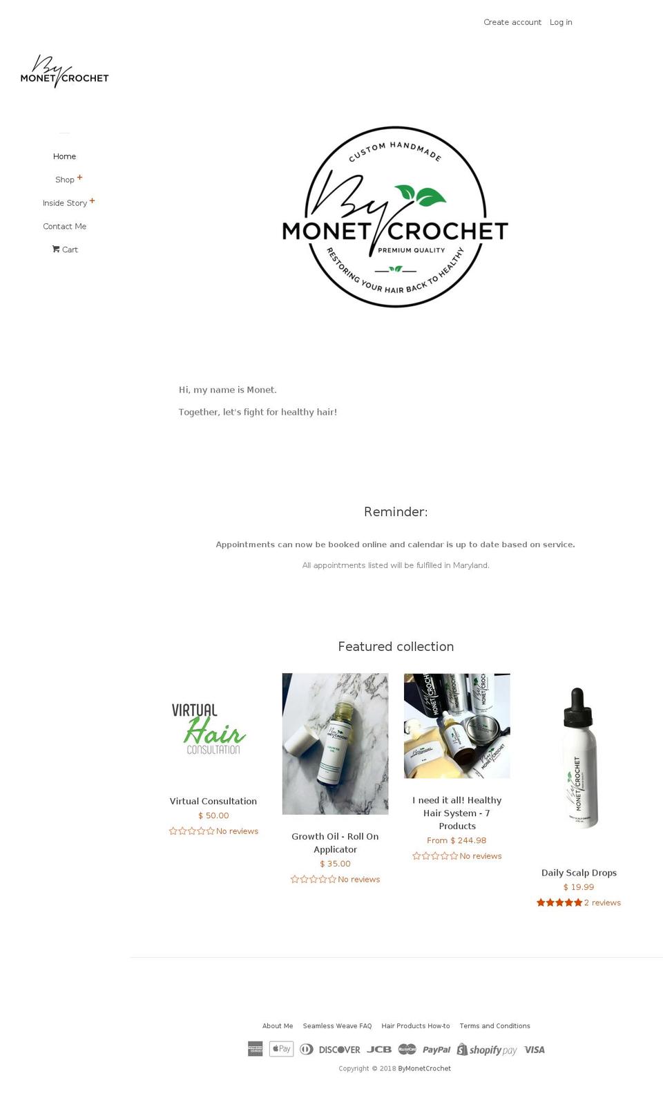 bymonetcrochet.com — Shopify storefront screenshot