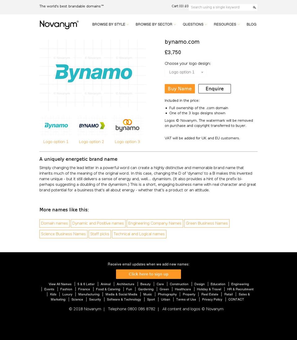 bynamo.com — Shopify storefront screenshot