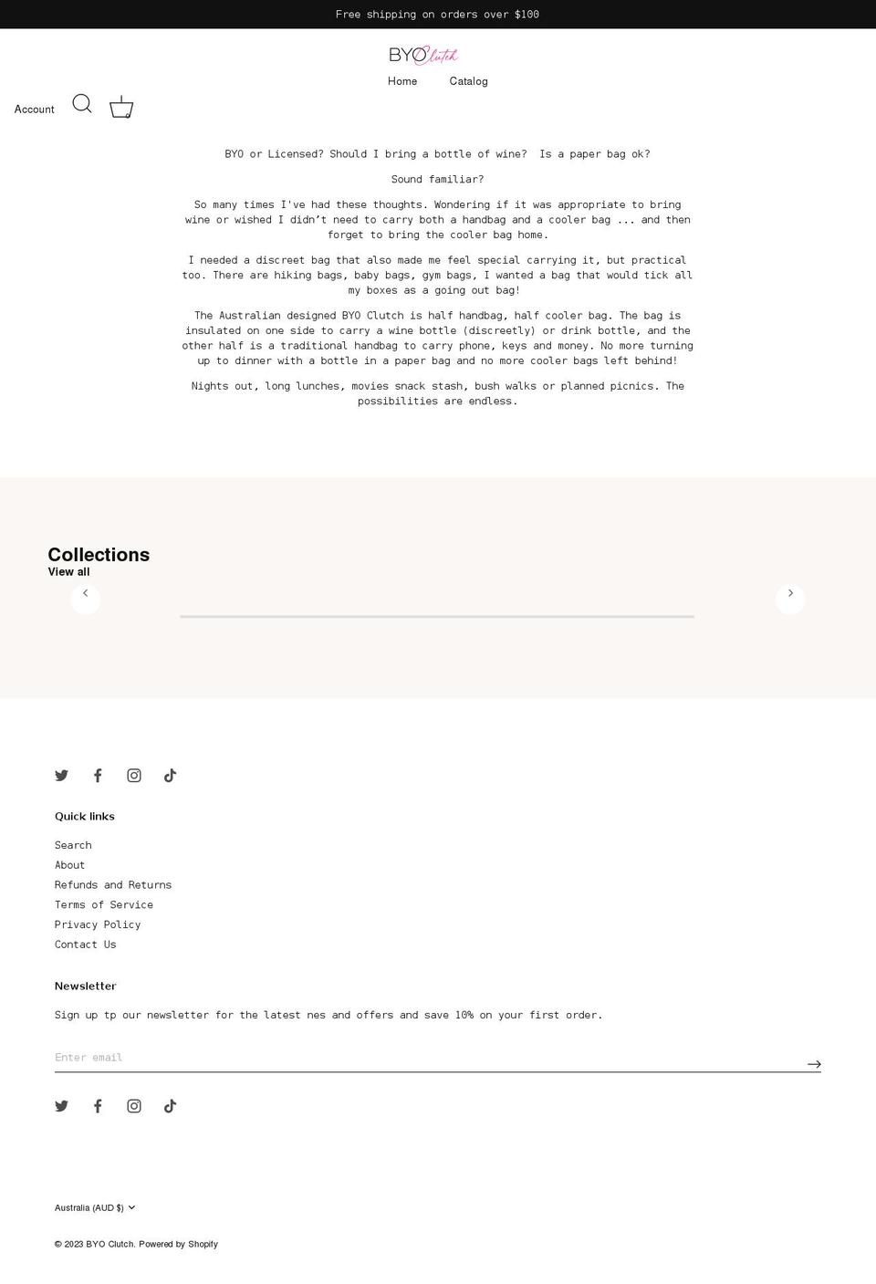 byoclutch.com shopify website screenshot