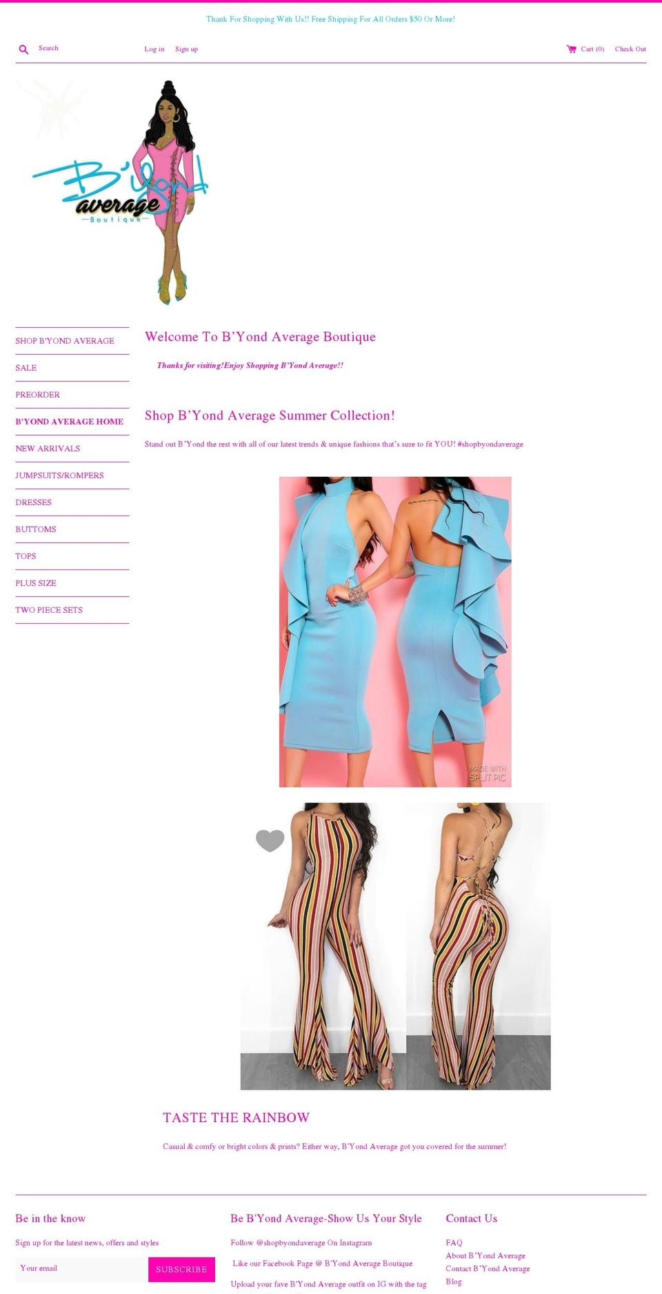 byondaverageonline.com — Shopify storefront screenshot