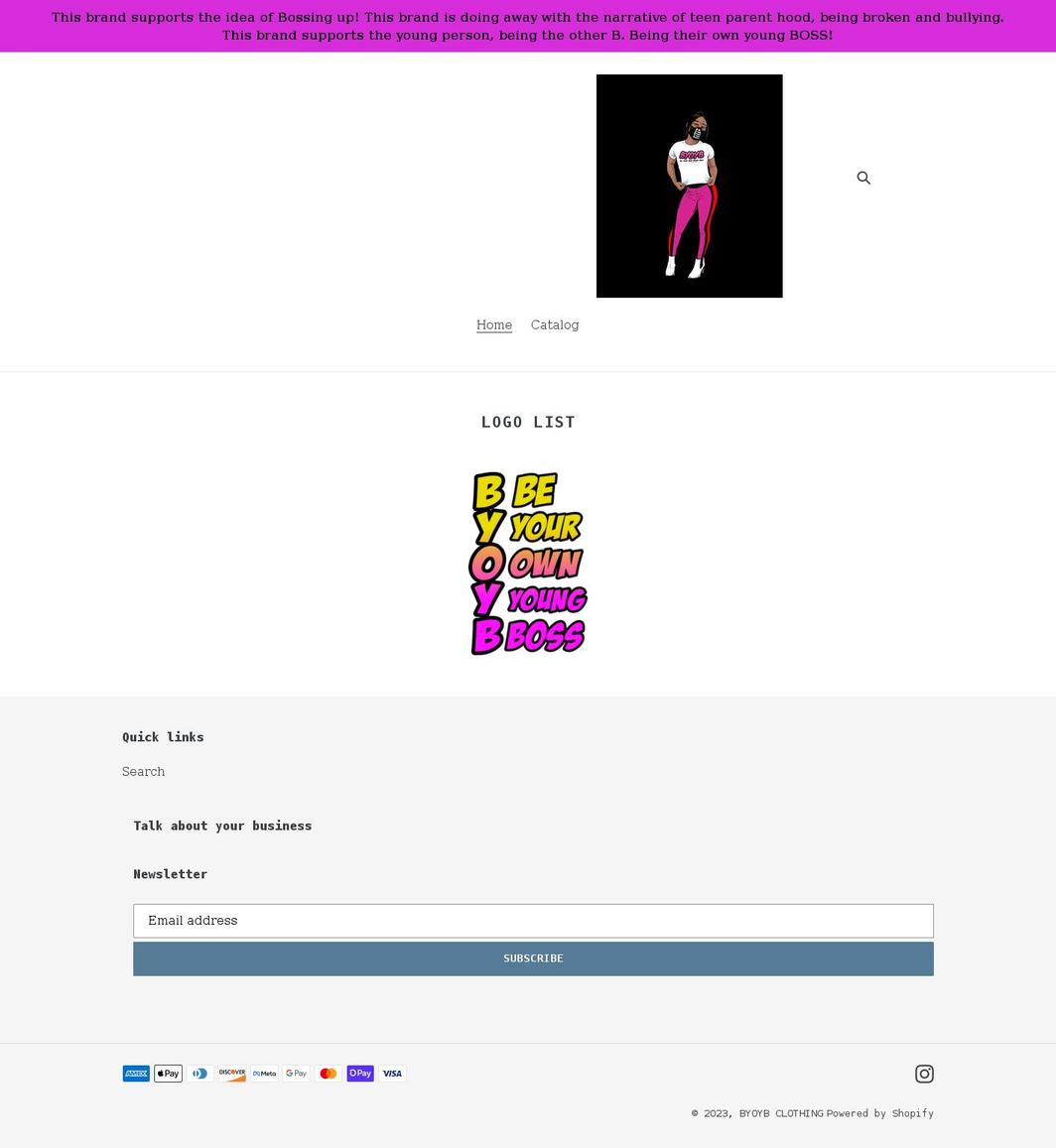 byoybclothing.com shopify website screenshot