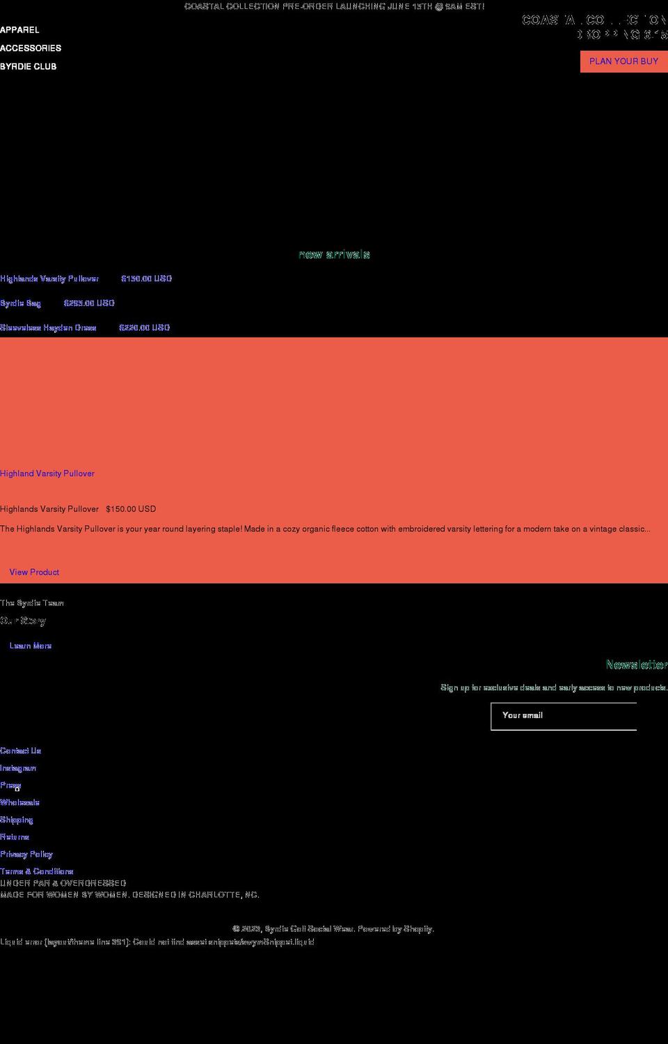 byrdiegolfsocial.com shopify website screenshot