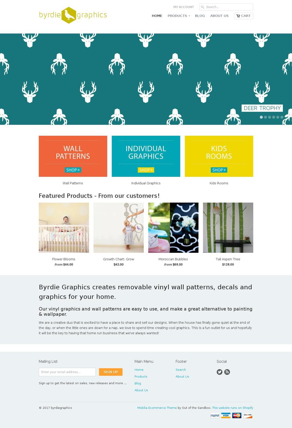 byrdiegraphics.com shopify website screenshot