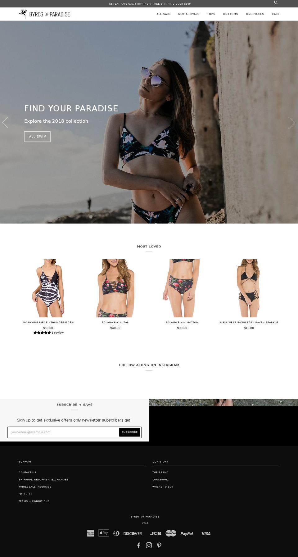 byrdsofparadiseclothing.com — Shopify storefront screenshot