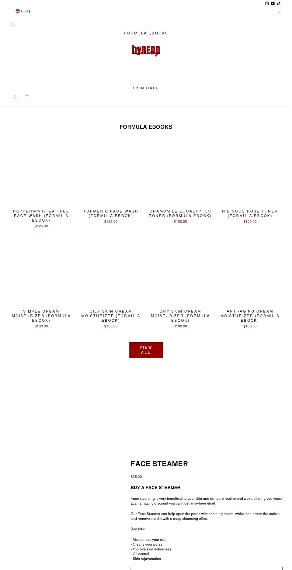 byreddbeauty.com shopify website screenshot